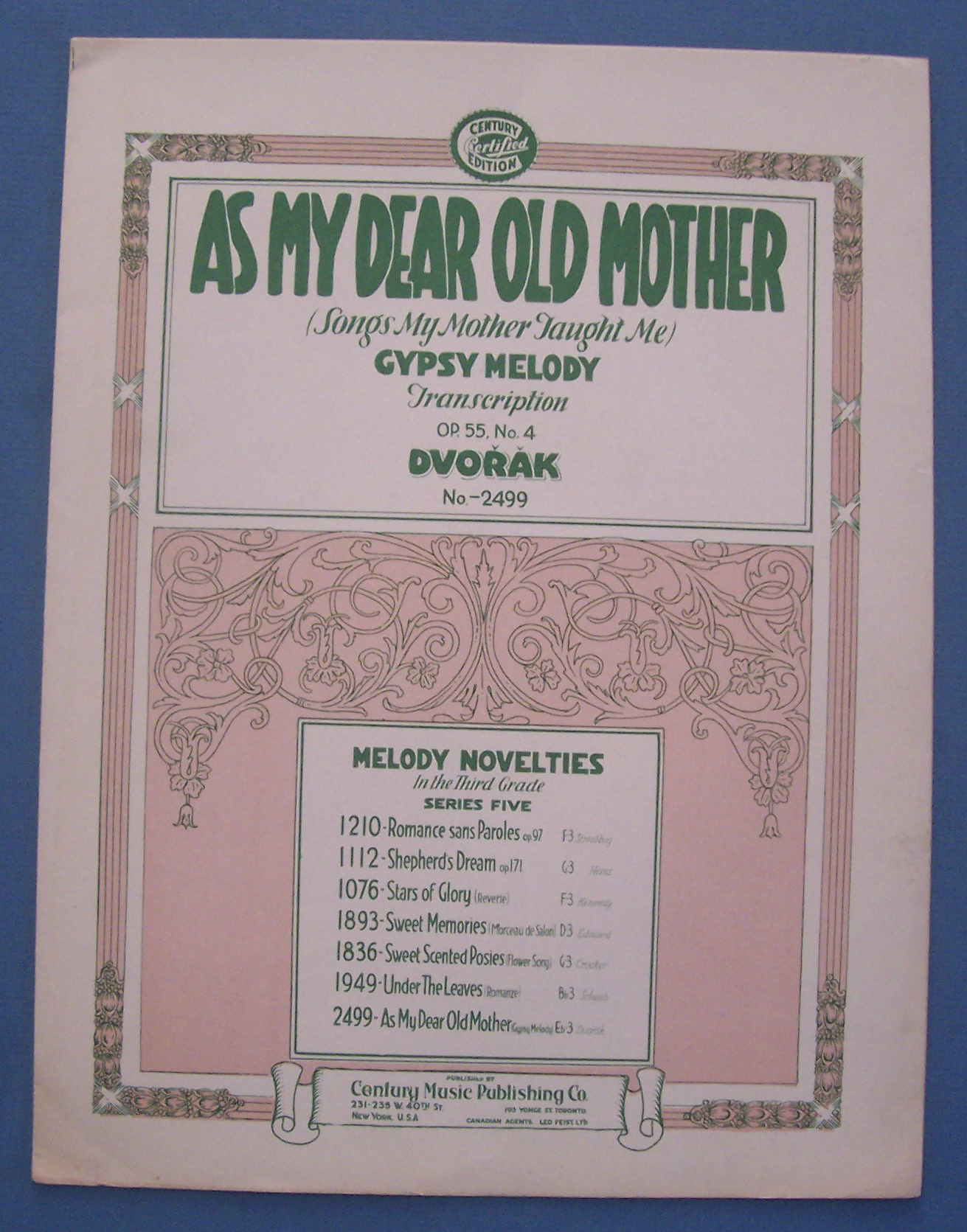 Sheet Music For 1927 As My Dear Old Mother