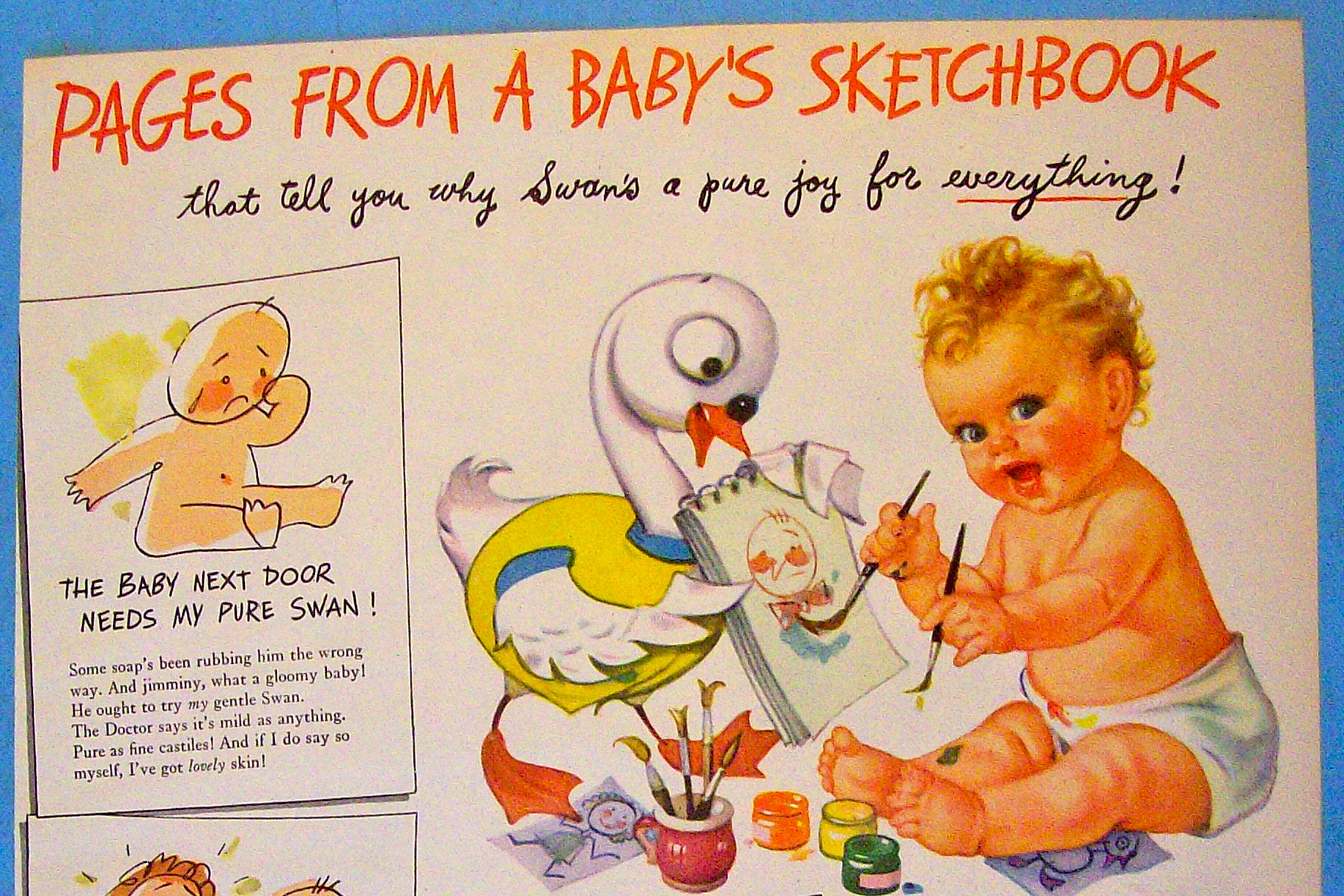 1945 Swan Soap with Baby's Sketchbook Pages