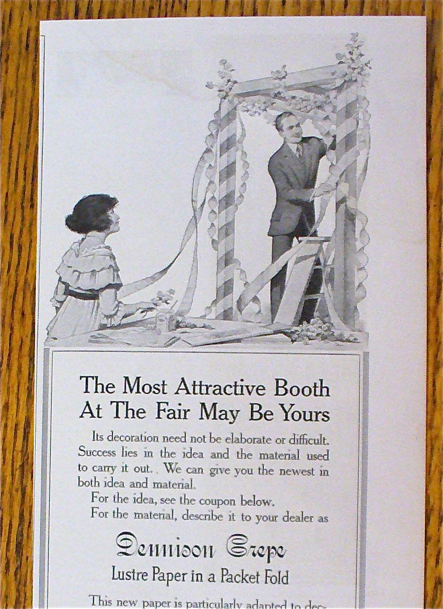 1914 Dennison Crepe Paper with Man Decorating Doorway