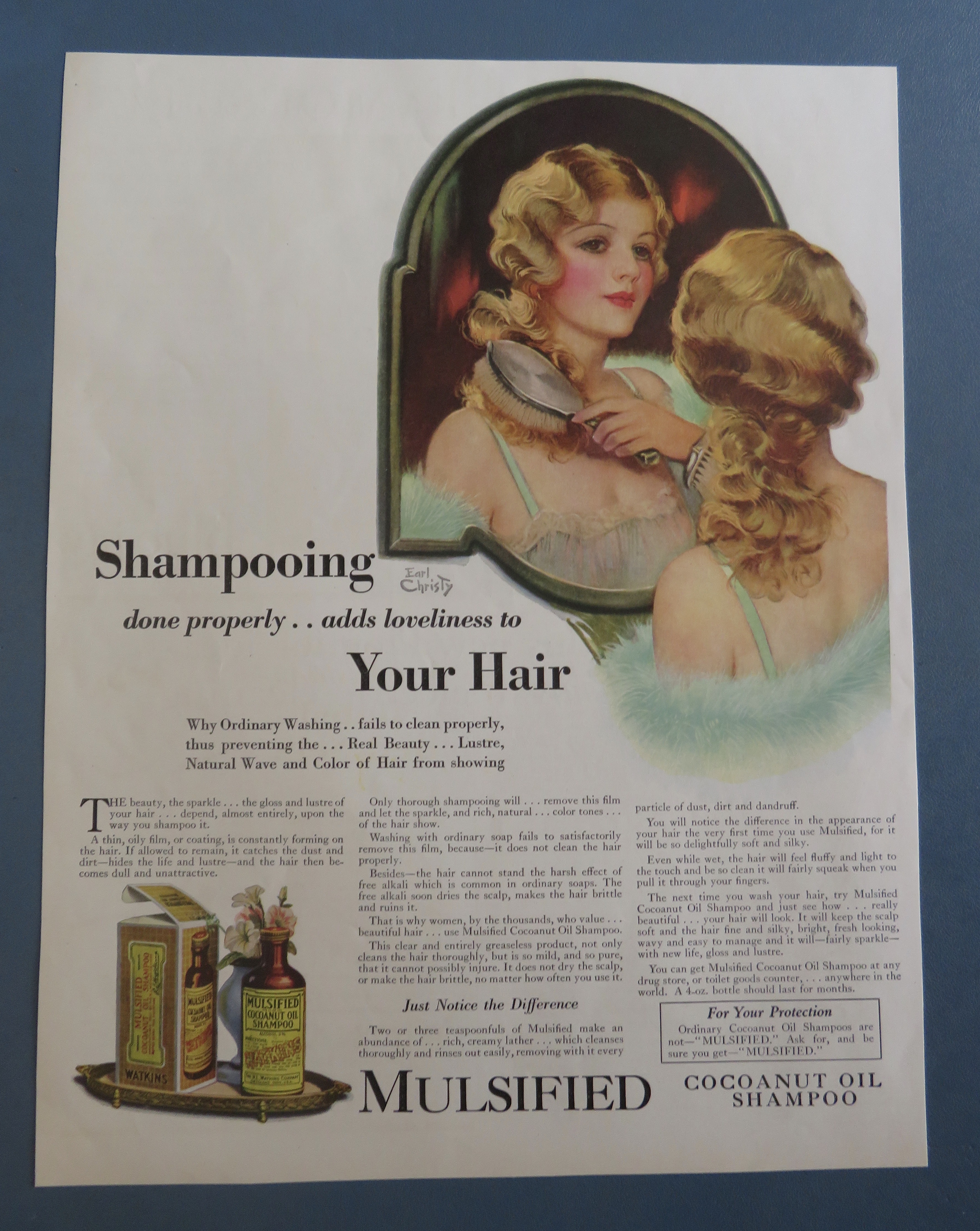 1920's Mulsified Cocoanut Oil Shampoo with Woman