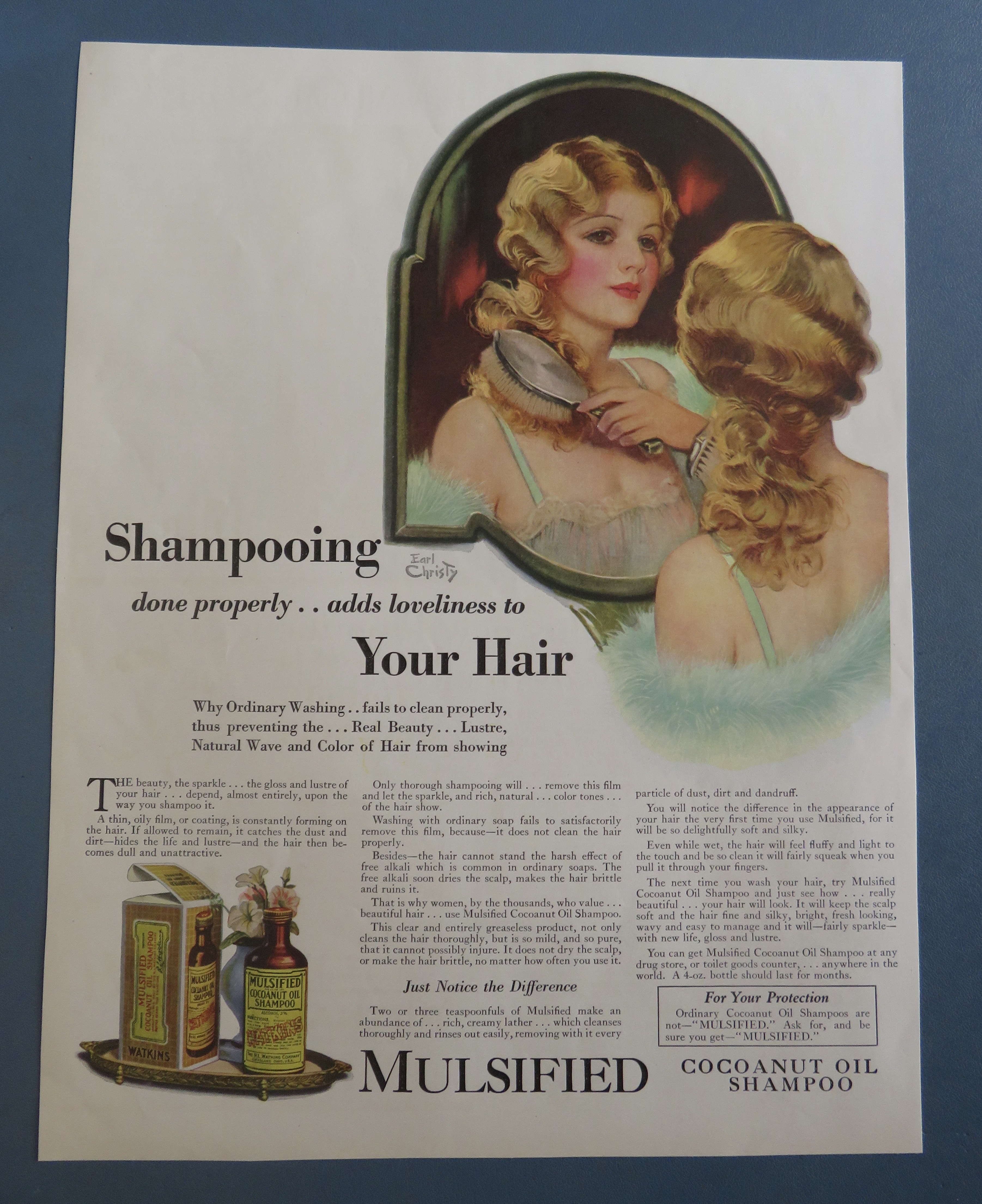 1920's Mulsified Cocoanut Oil Shampoo with Woman