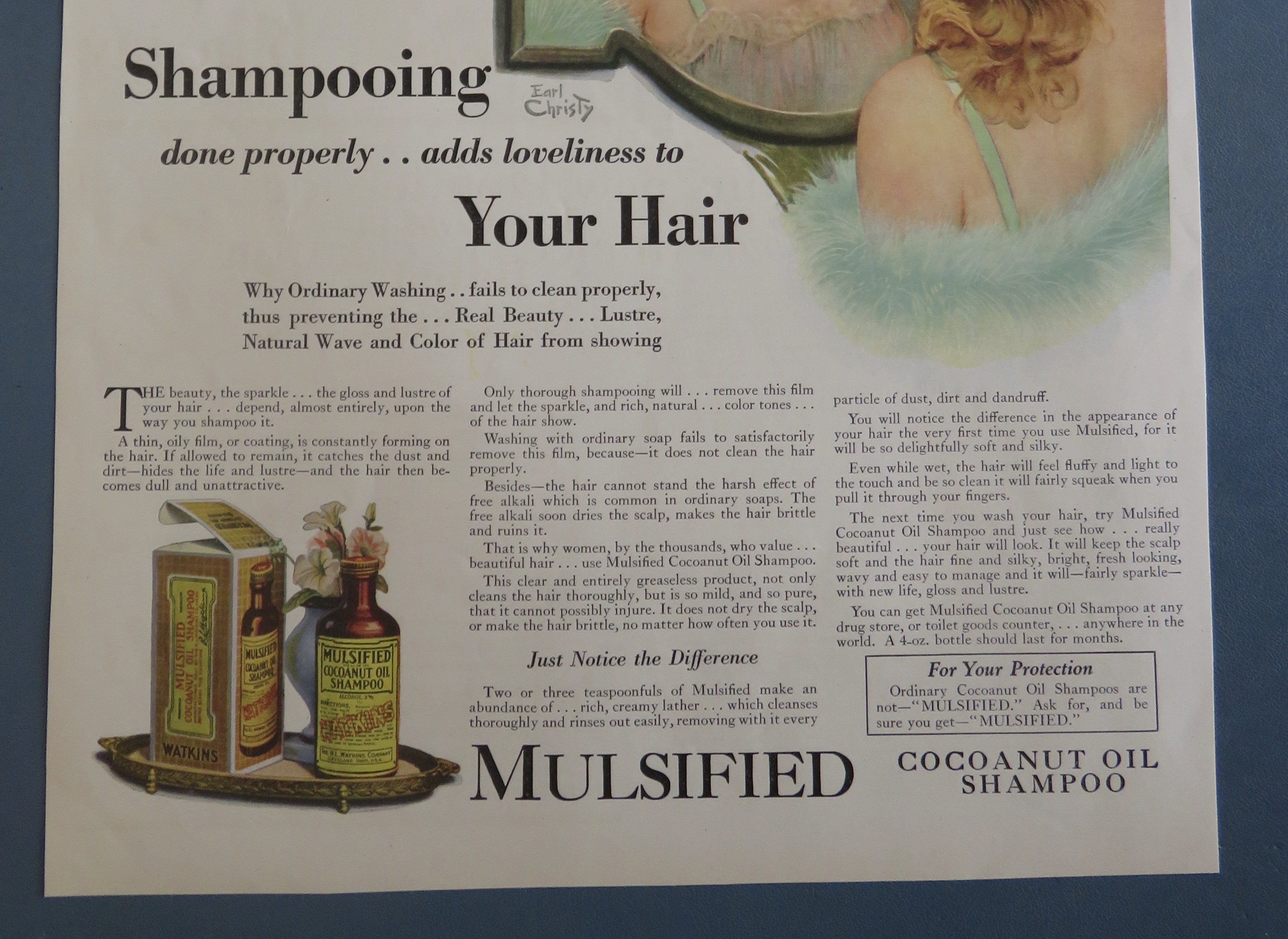 1920's Mulsified Cocoanut Oil Shampoo with Woman