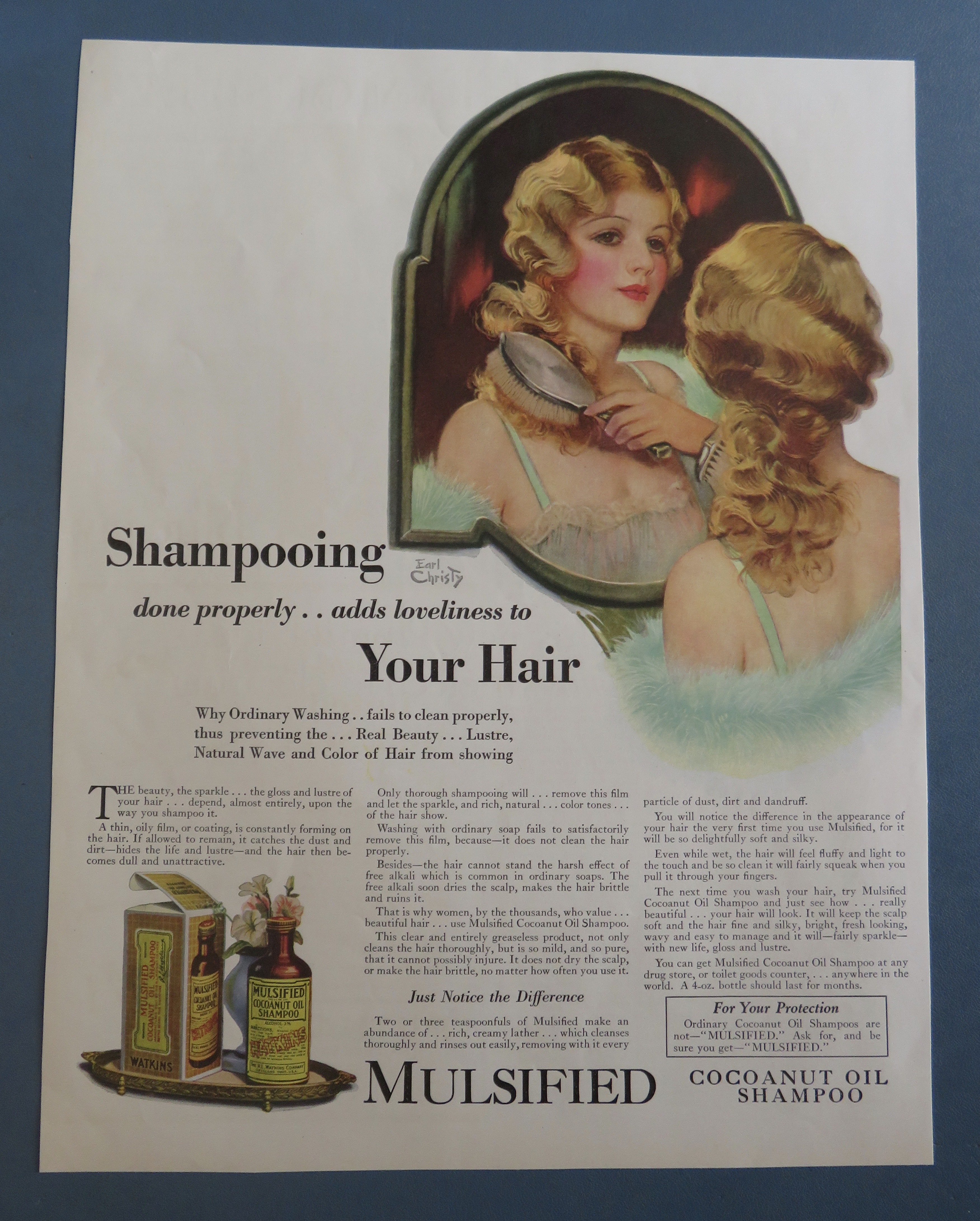 1920's Mulsified Cocoanut Oil Shampoo with Woman