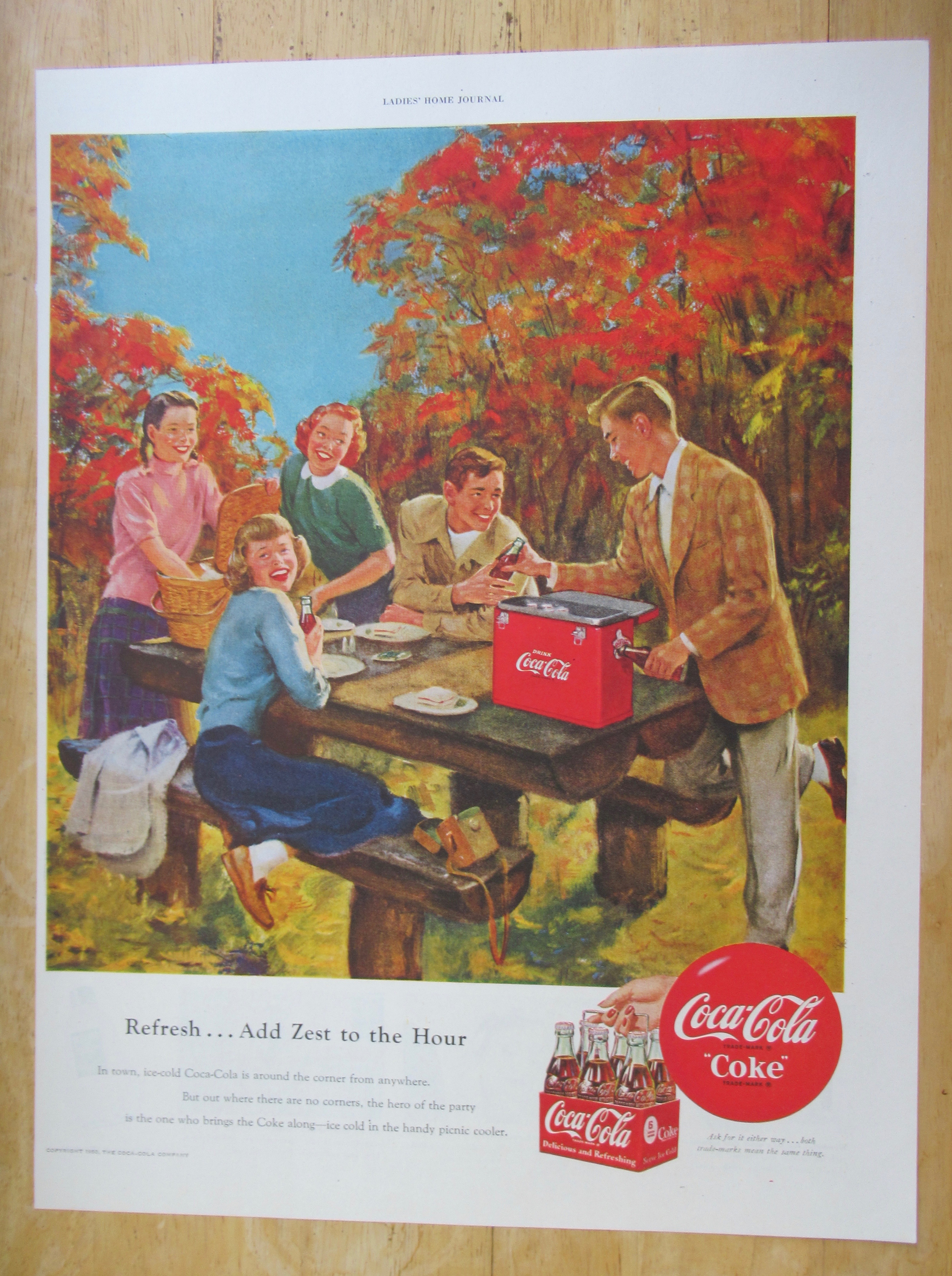 1950 Coca-Cola (Coke) with Group Of People On A Picnic