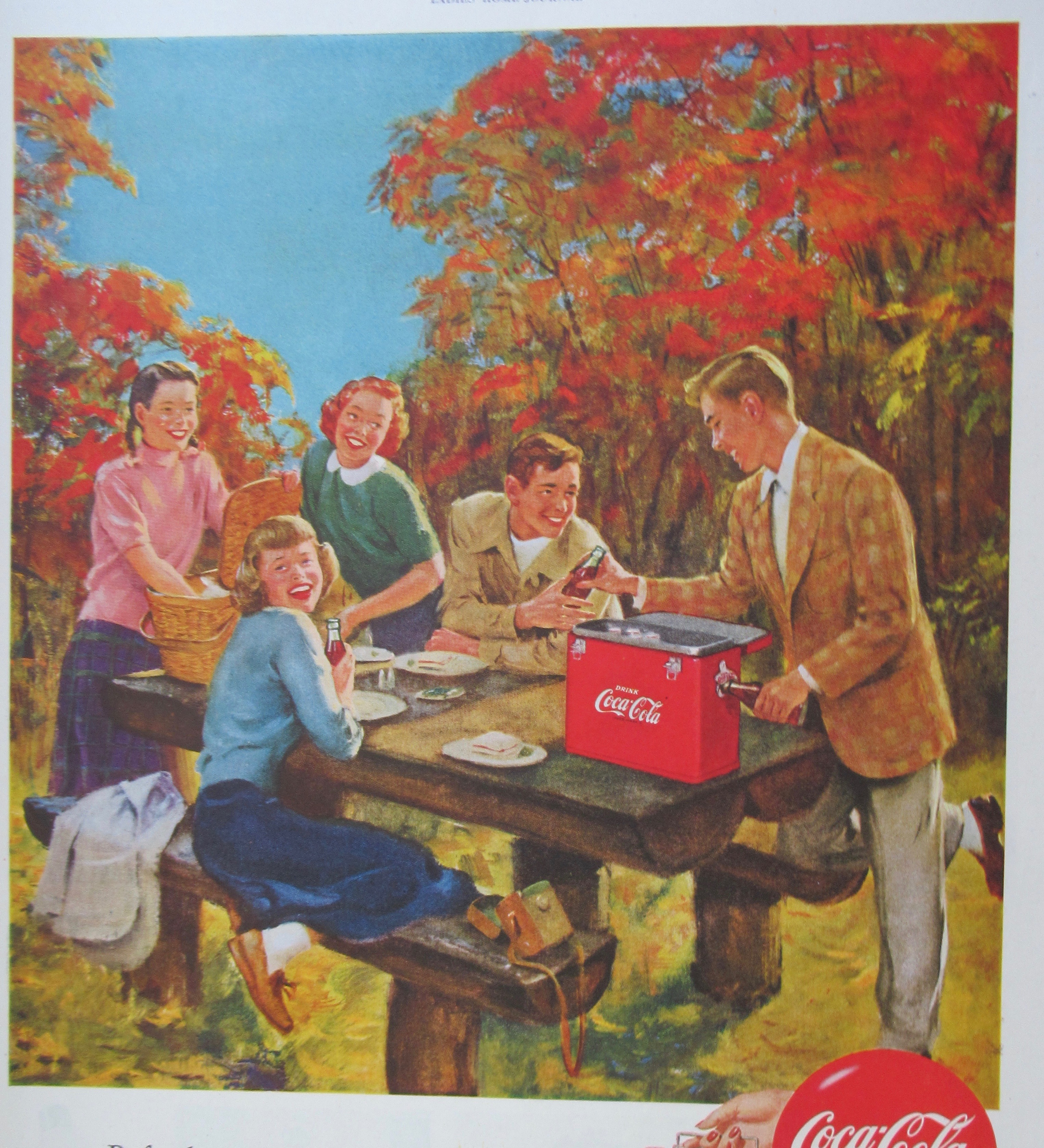 1950 Coca-Cola (Coke) with Group Of People On A Picnic