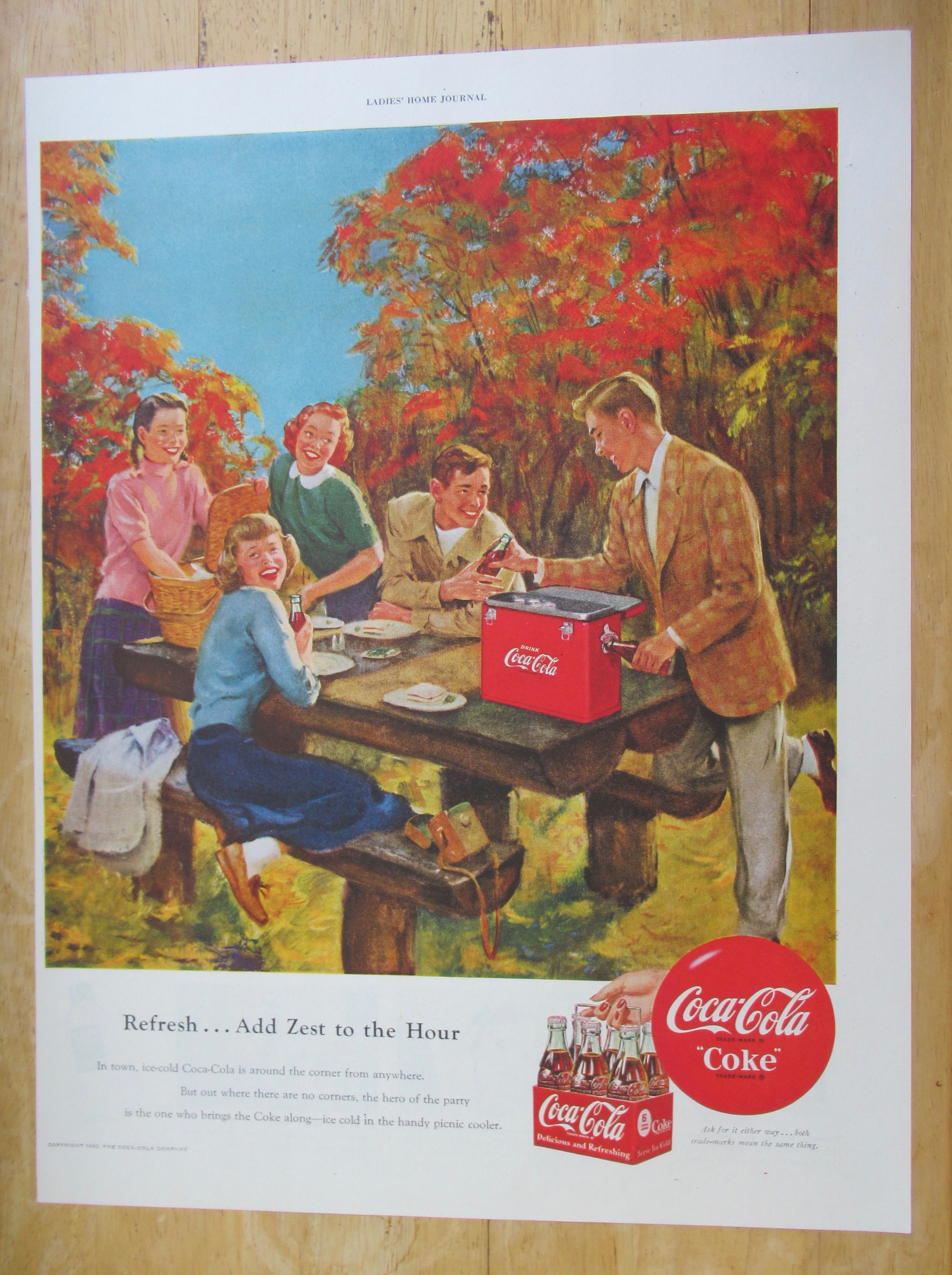 1950 Coca-Cola (Coke) with Group Of People On A Picnic