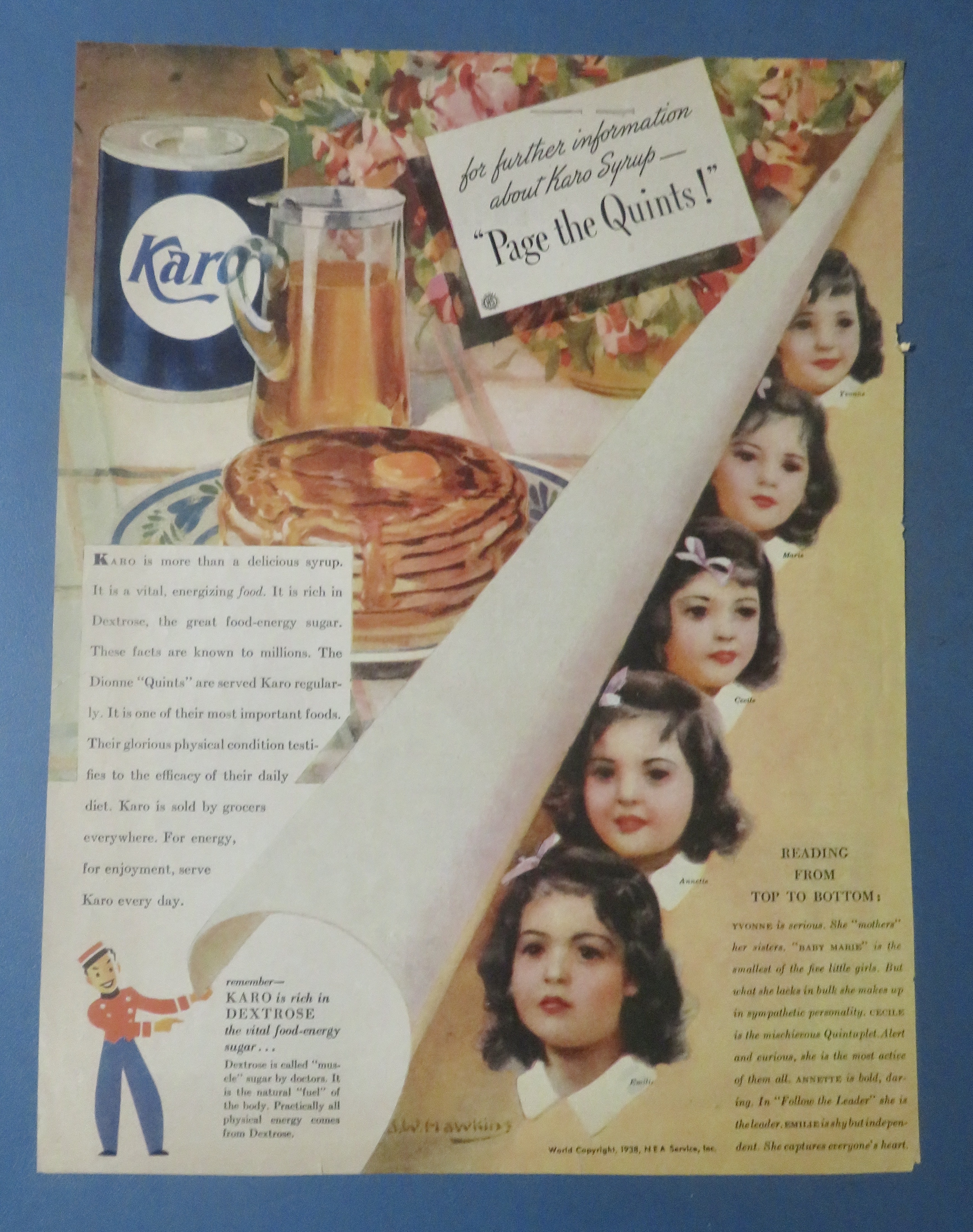 1938 Karo Syrup with The Dionne Quintuplets