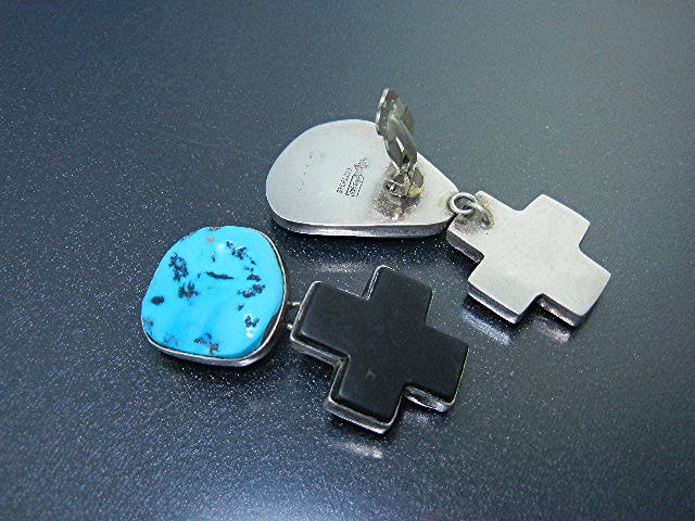 Navajo Sleeping Beauty Turquoise Onyx Sterling Silver E