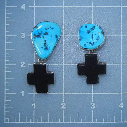 Navajo Sleeping Beauty Turquoise Onyx Sterling Silver E