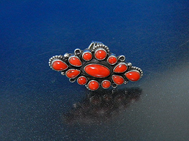 Navajo Mediterranean Coral Sterling Silver Ring Signed