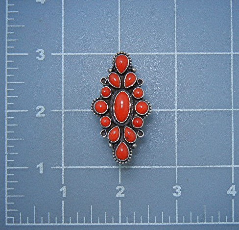 Navajo Mediterranean Coral Sterling Silver Ring Signed
