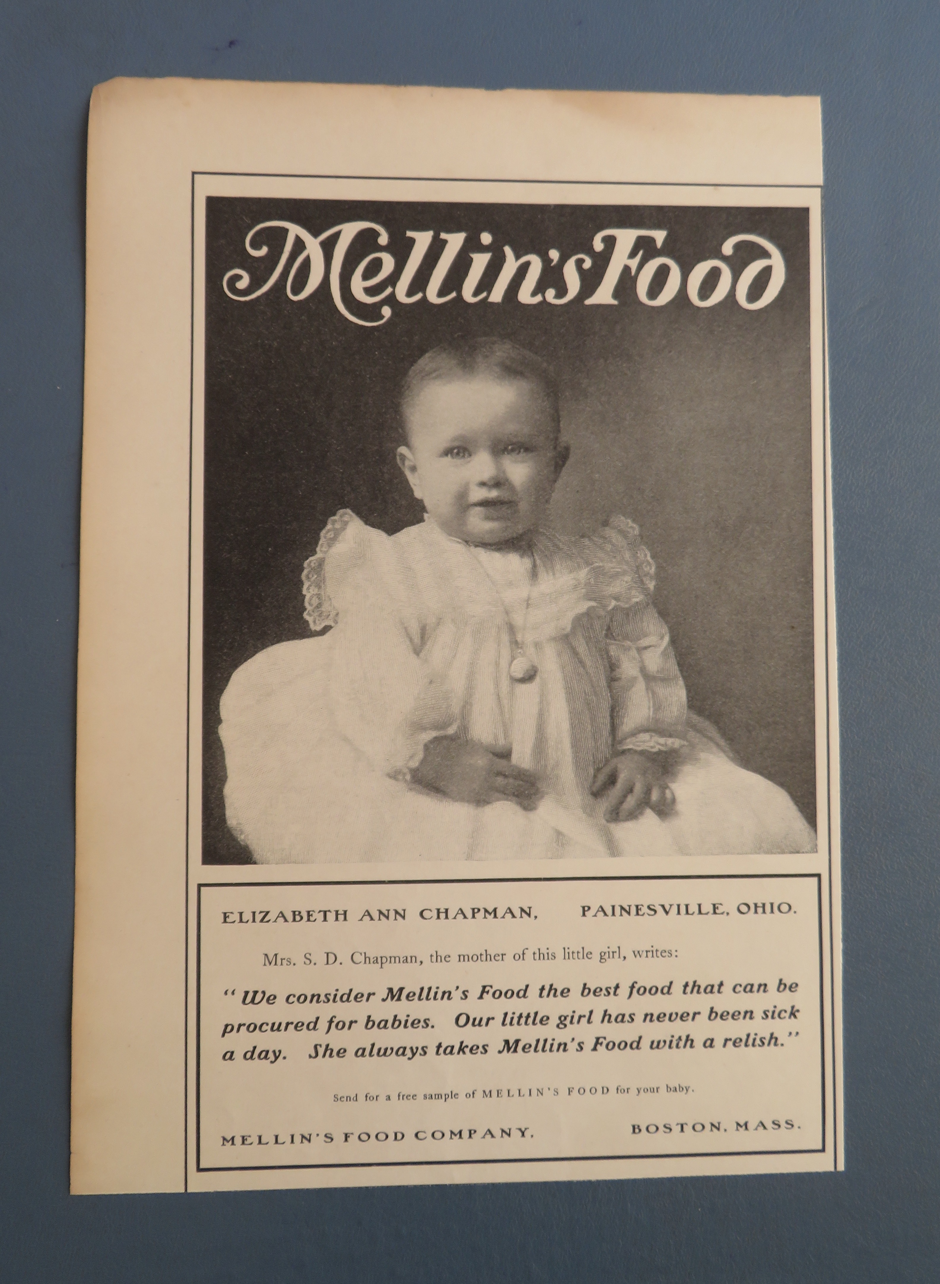 1902 Mellin's Food with Lovely Baby Dressed In White