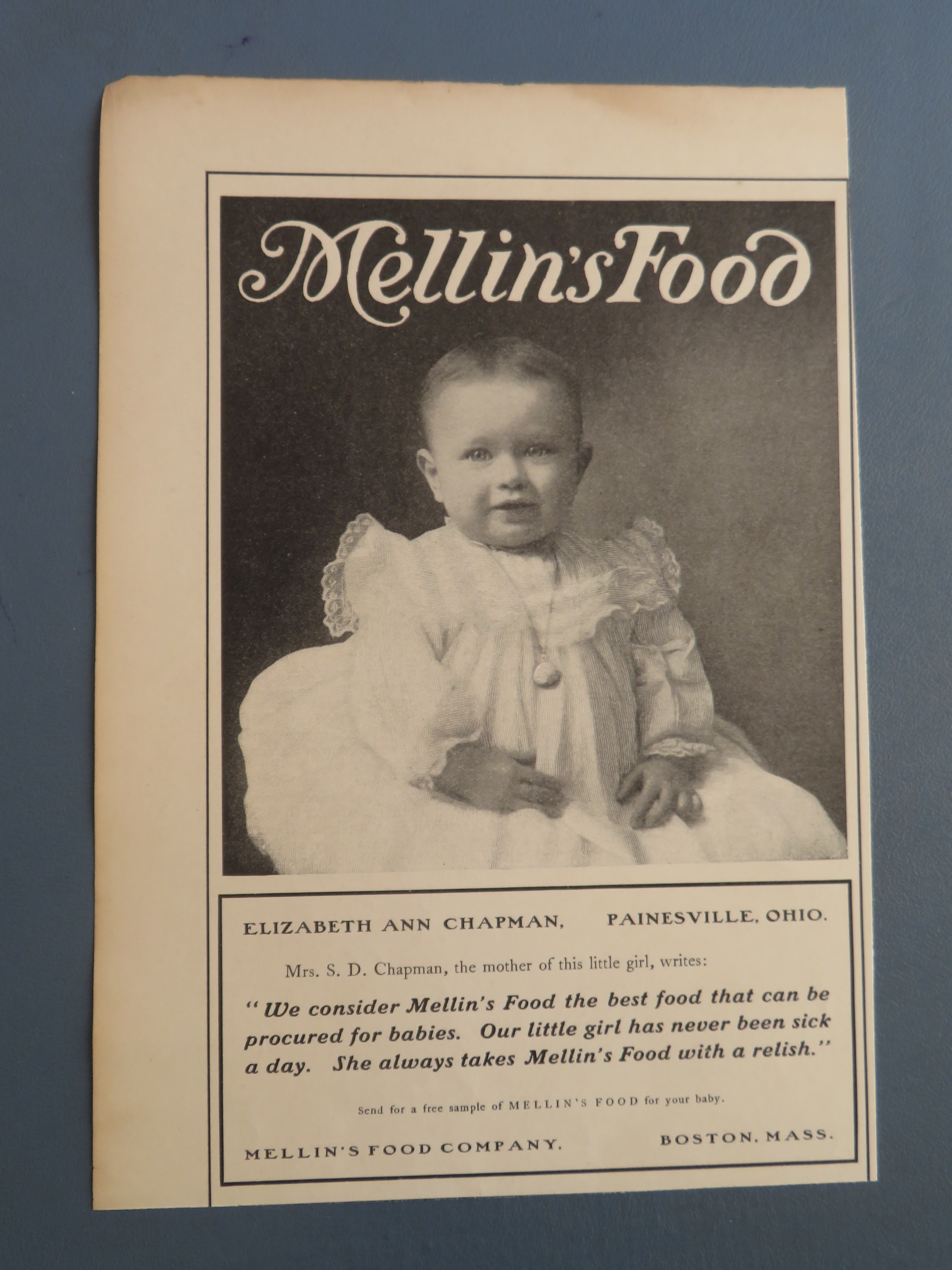 1902 Mellin's Food with Lovely Baby Dressed In White