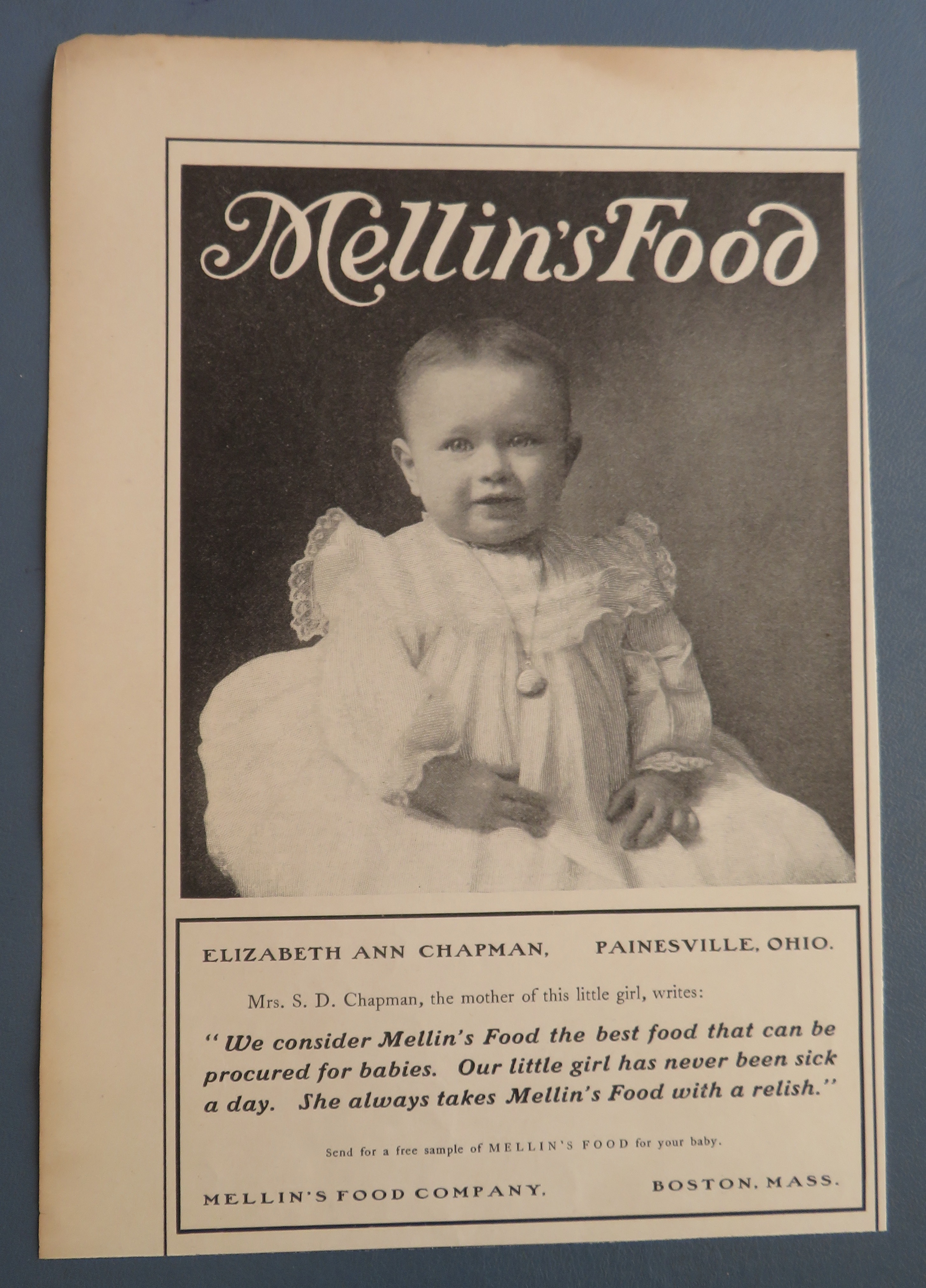 1902 Mellin's Food with Lovely Baby Dressed In White