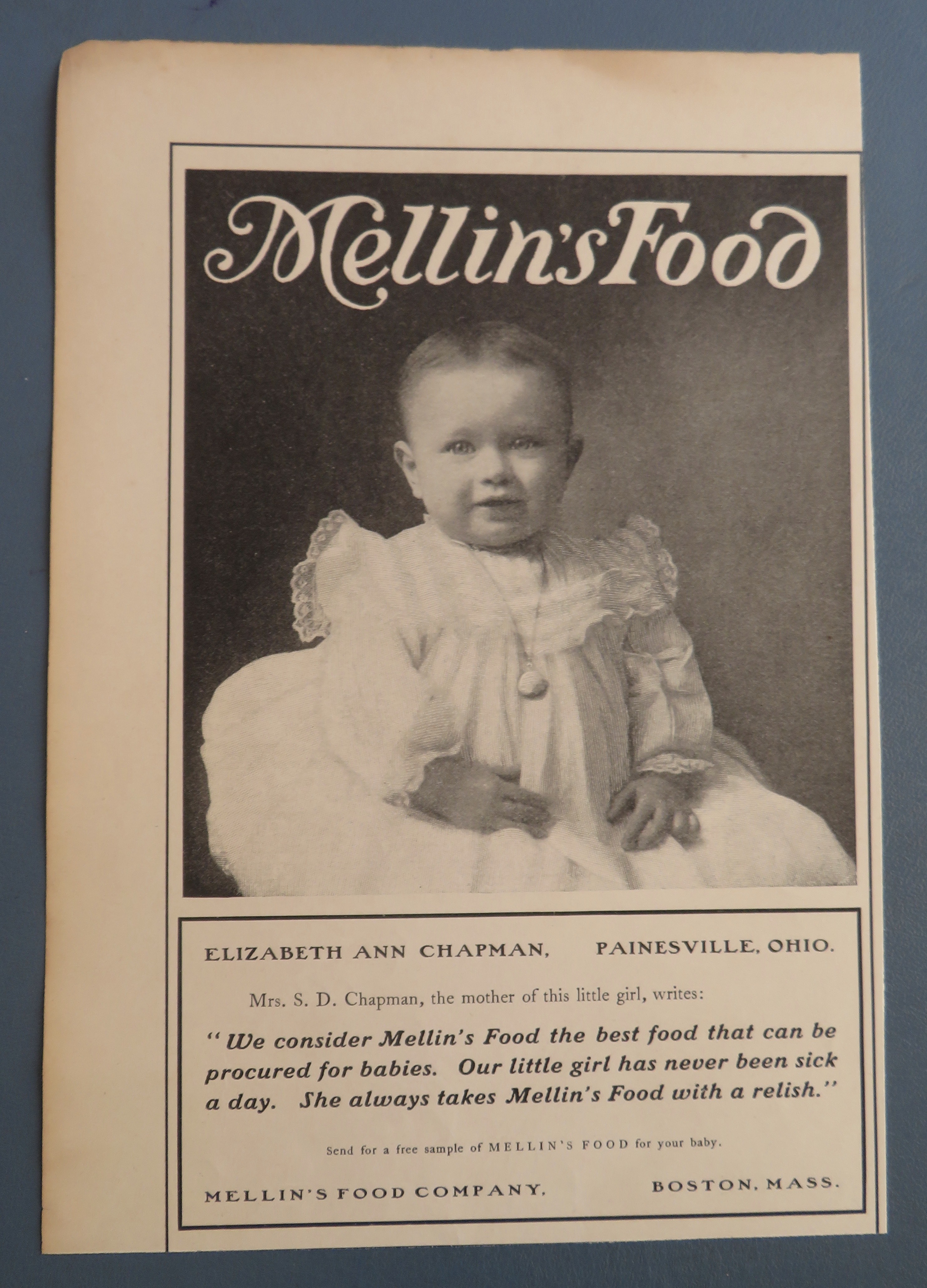 1902 Mellin's Food with Lovely Baby Dressed In White