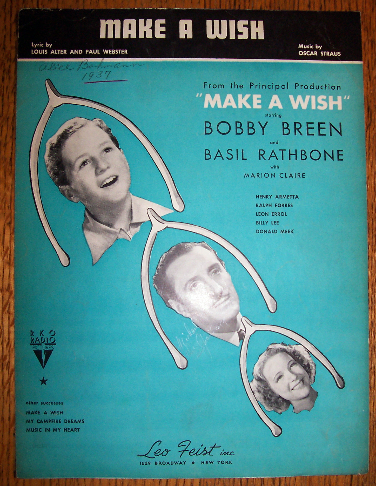 Sheet Music For 1937 Make A Wish