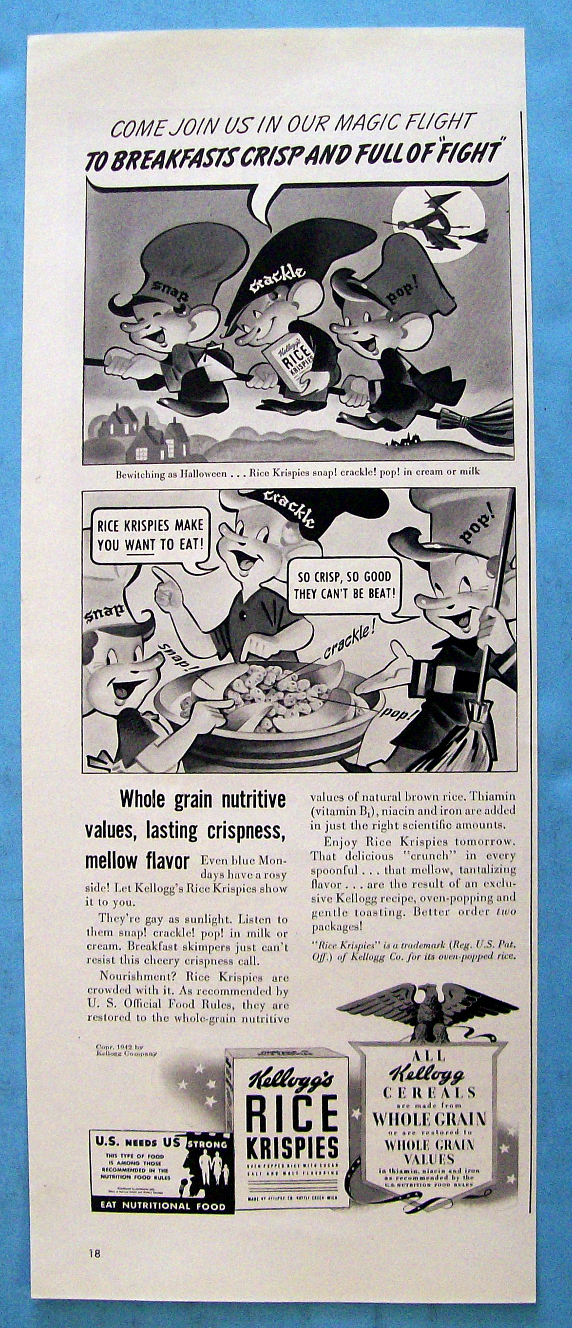 1942 Kellogg's Rice Krispies Cereal with Snap & Friends