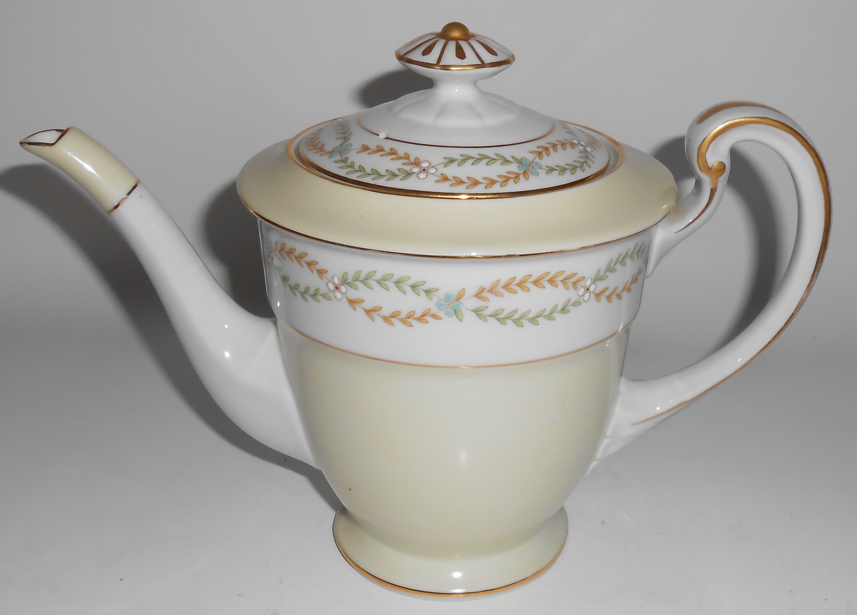 Early Noritake China Laurel Swags w/Gold Band Teapot