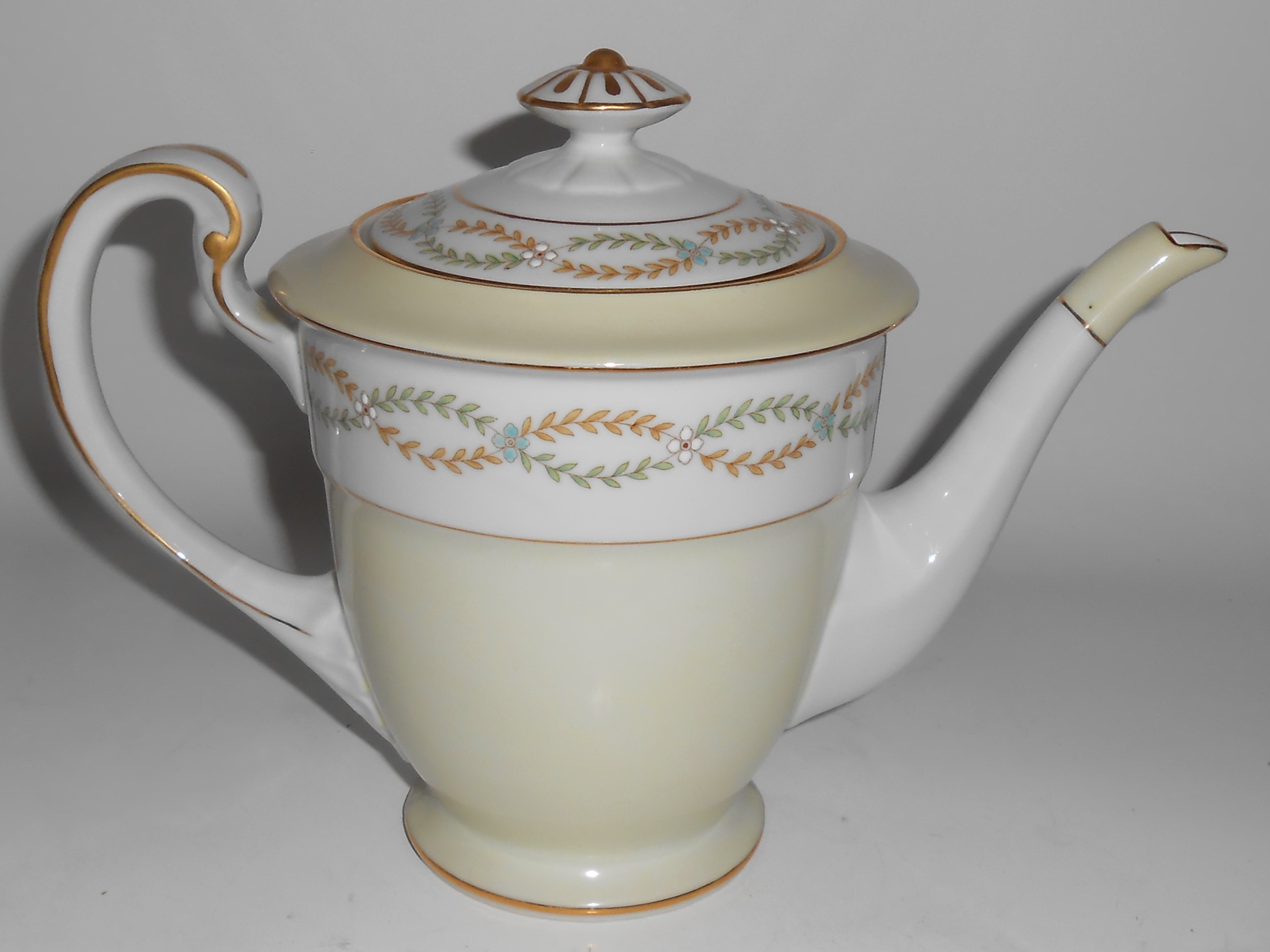 Early Noritake China Laurel Swags w/Gold Band Teapot