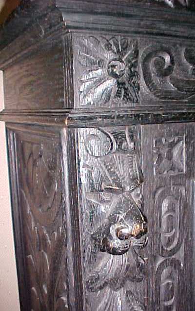 Bookcase Ornate Carving Two Door Lions