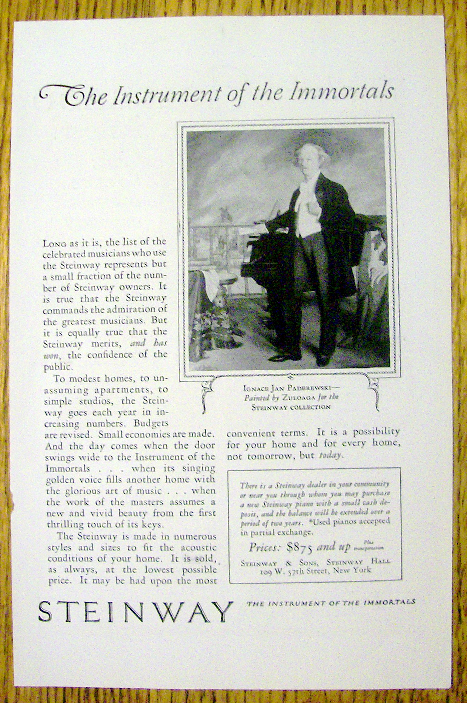 1926 Steinway Piano with Ignace Paderewski