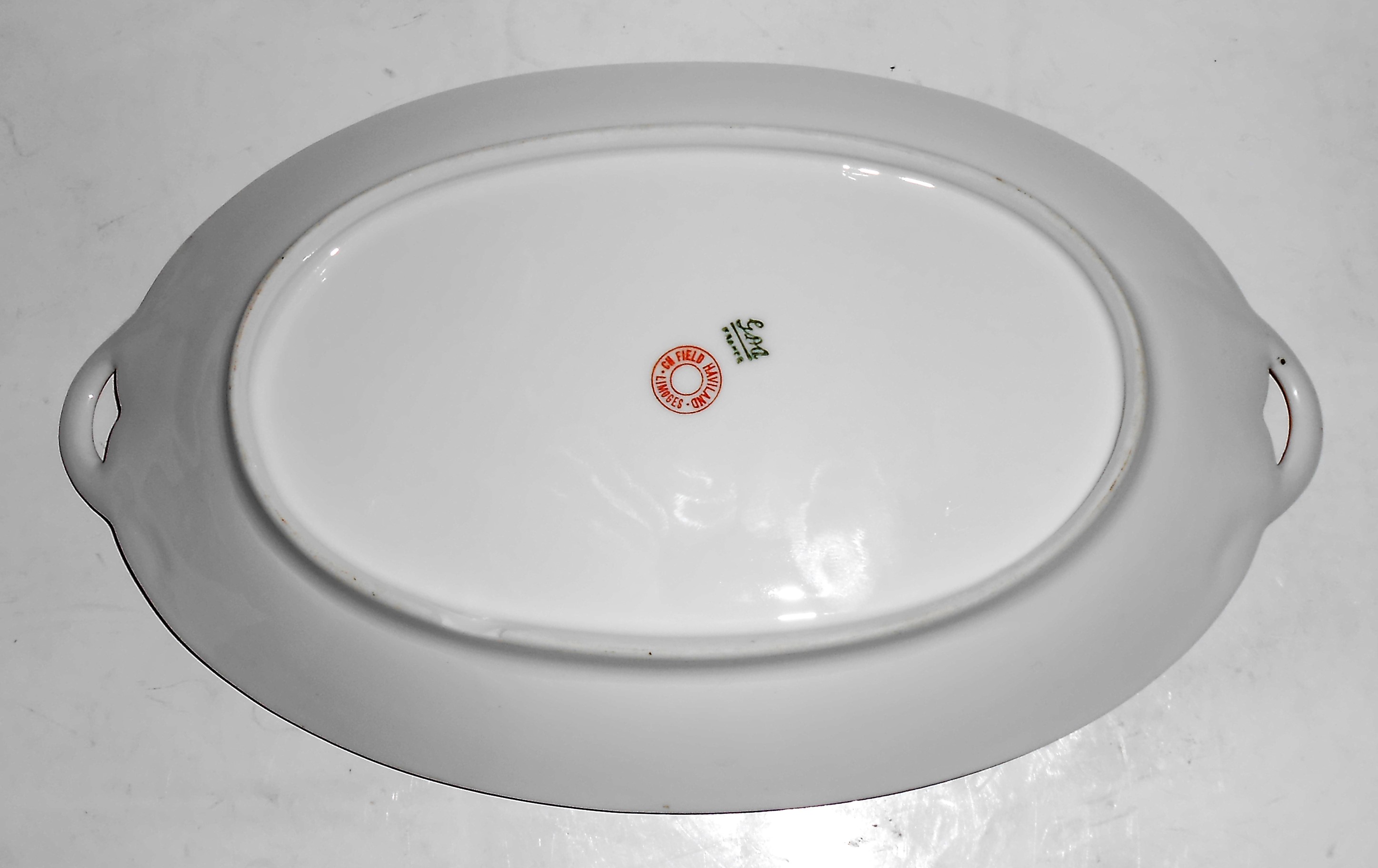 Chas Field Haviland  Limoges Pink Roses Relish Dish