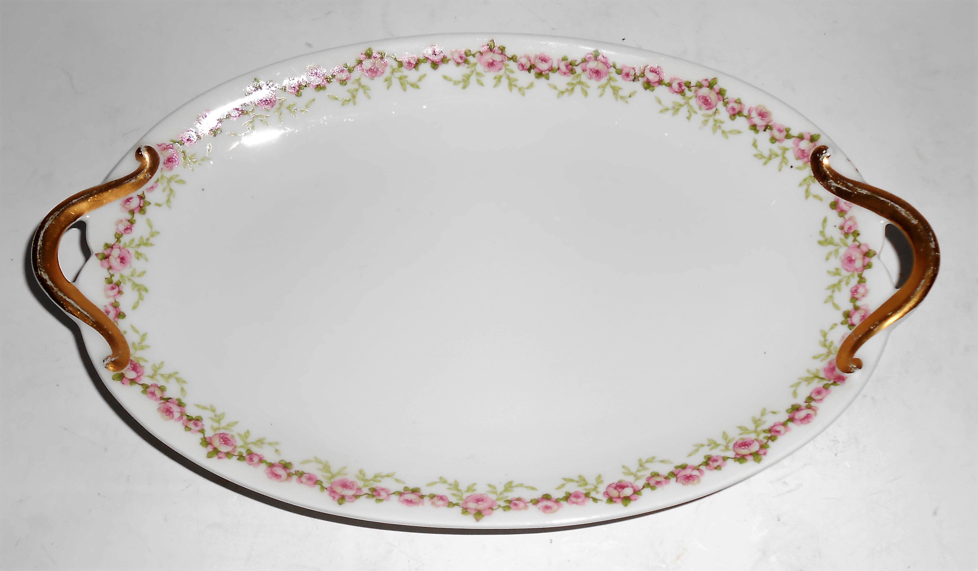 Chas Field Haviland Limoges Pink Roses Relish Dish