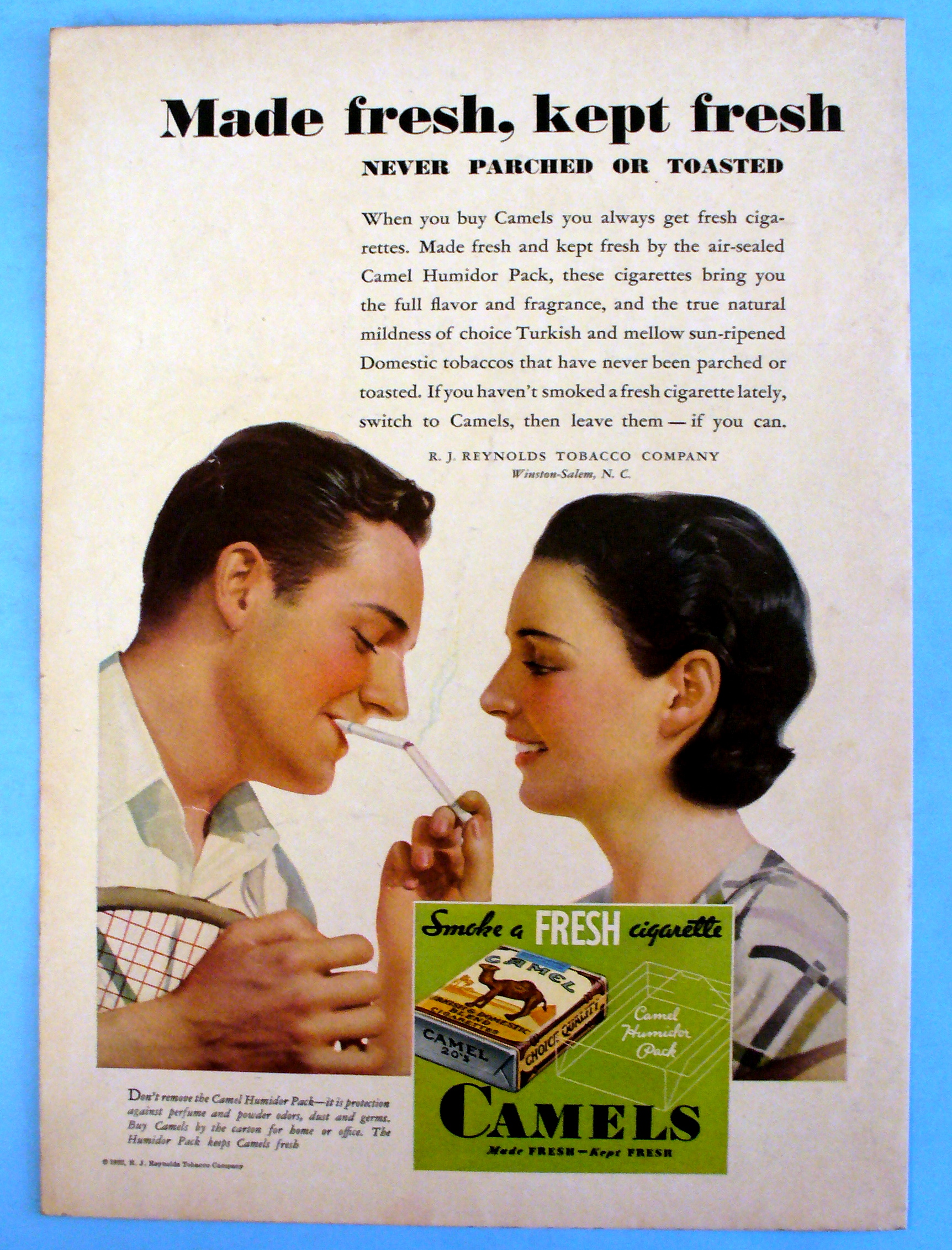1932 Camel Cigarettes w/Man & Woman Talking & Smoking