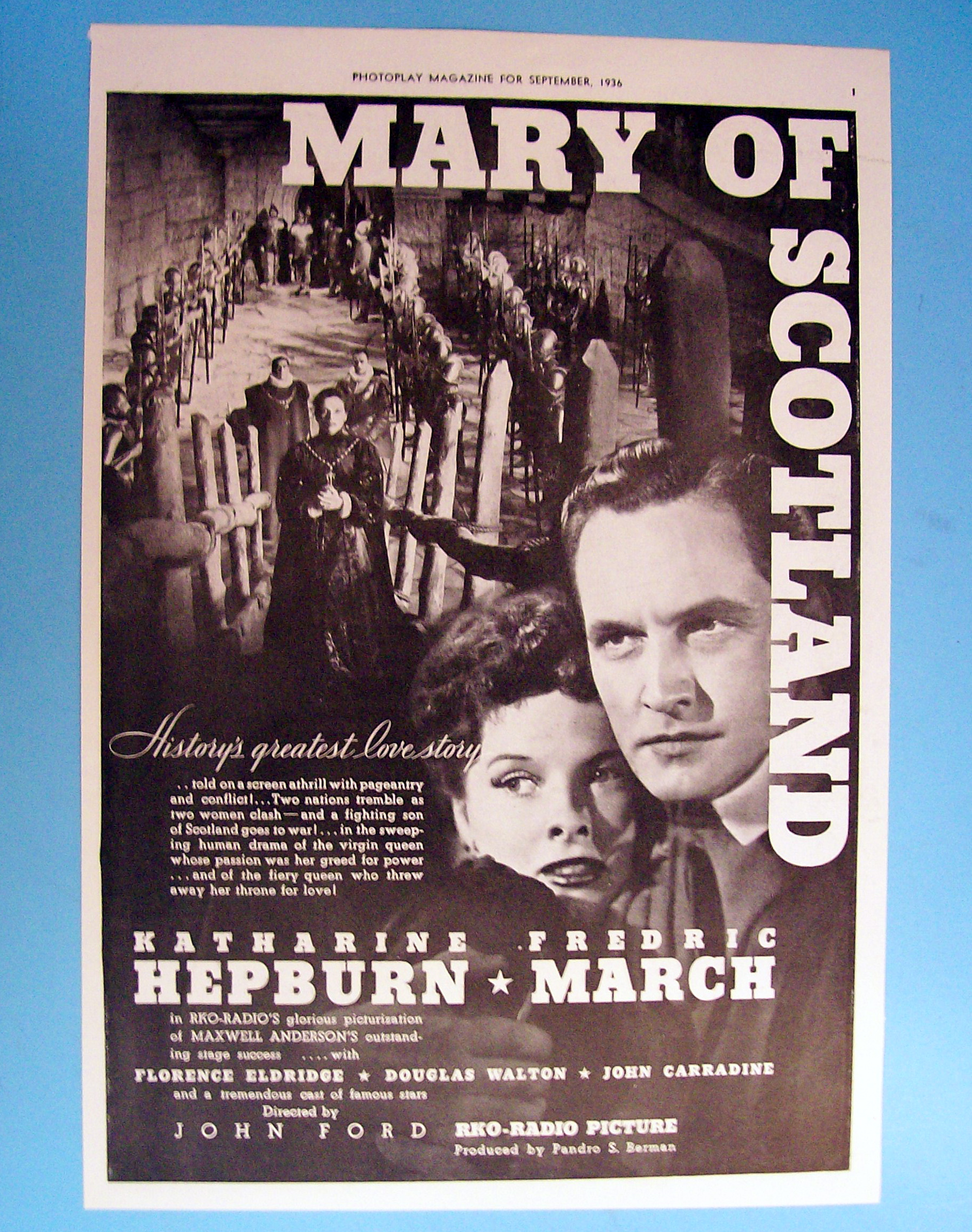 Vintage Ad: 1936 Mary of Scotland w/ Katharine Hepburn
