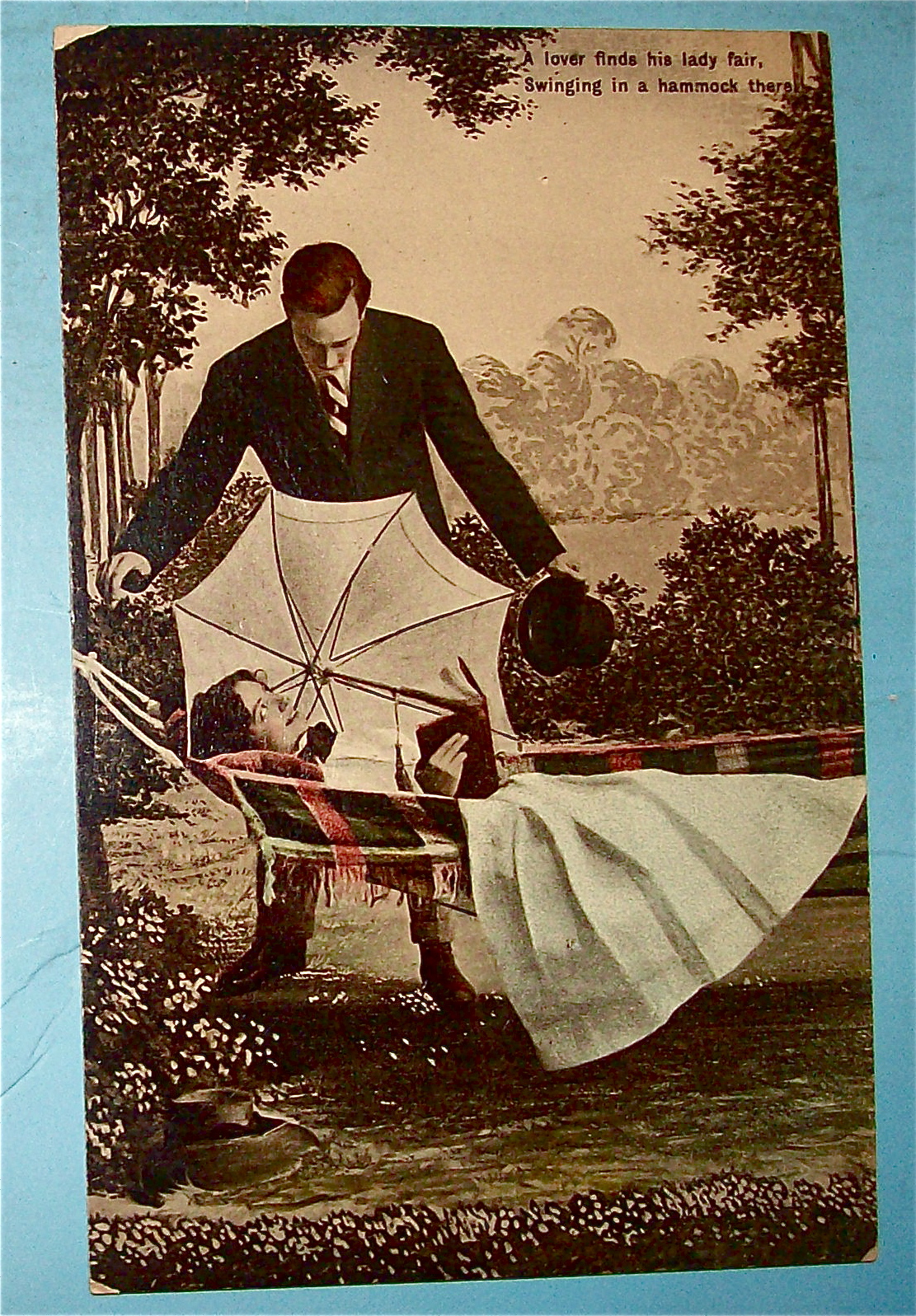 Courting The Girl In The Hammock Postcard