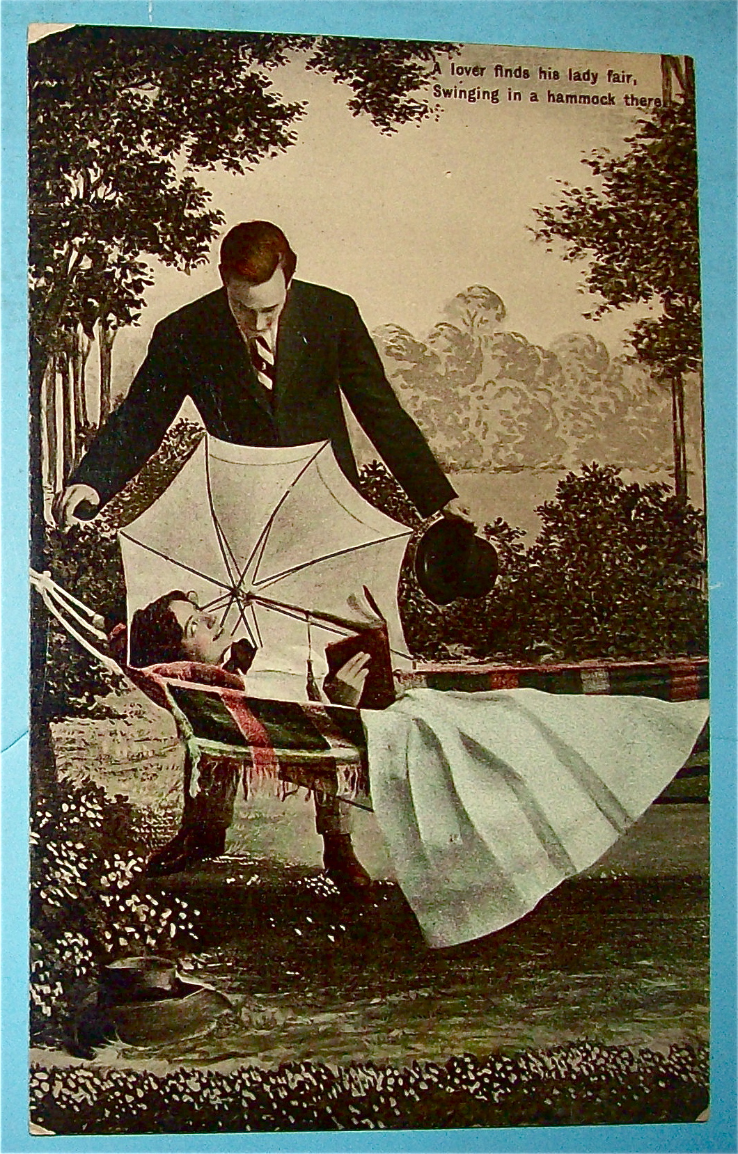 Courting The Girl In The Hammock Postcard