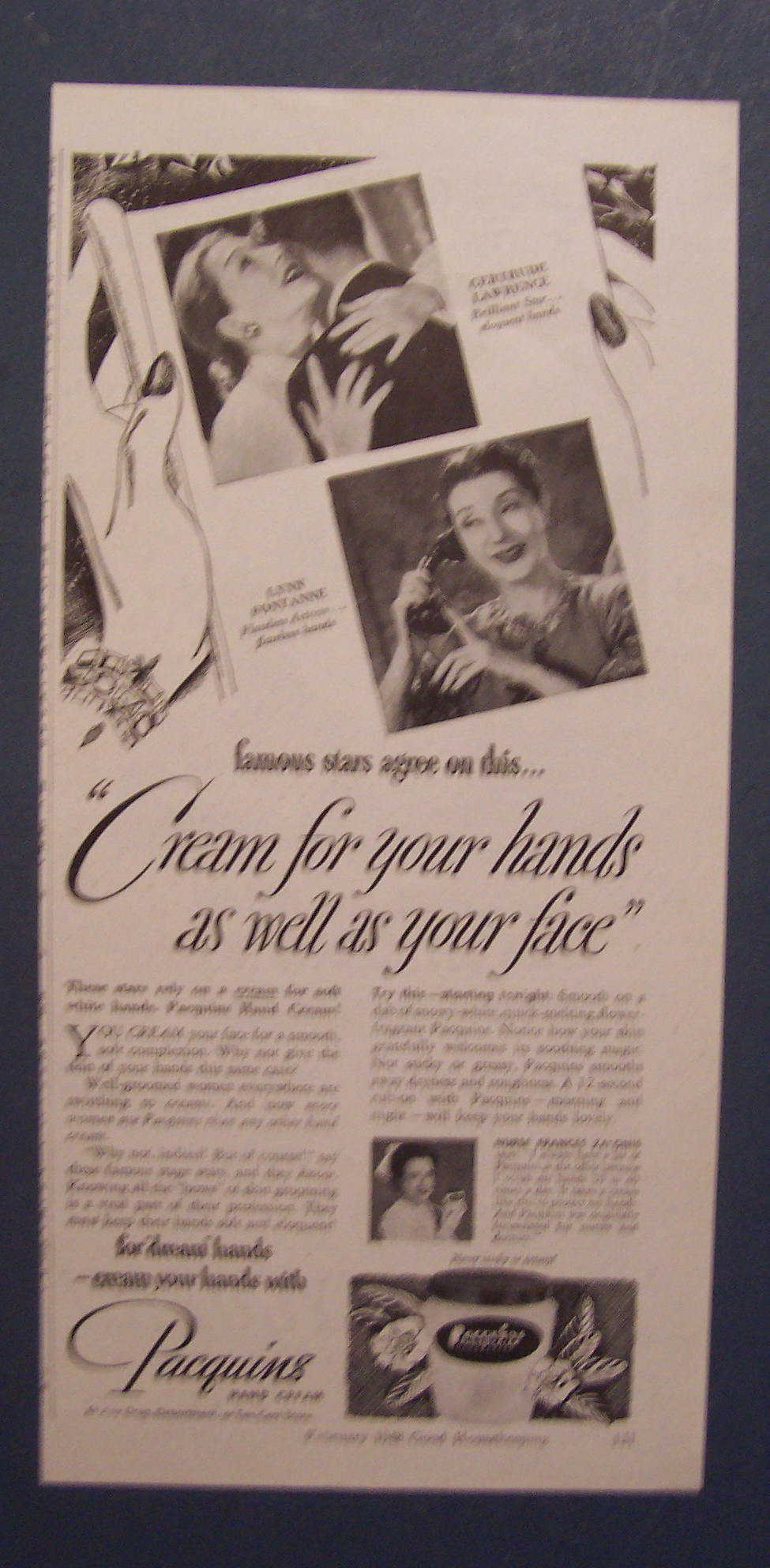 1948 Pacquins Hand Cream w/ Lawrence & Fontanne