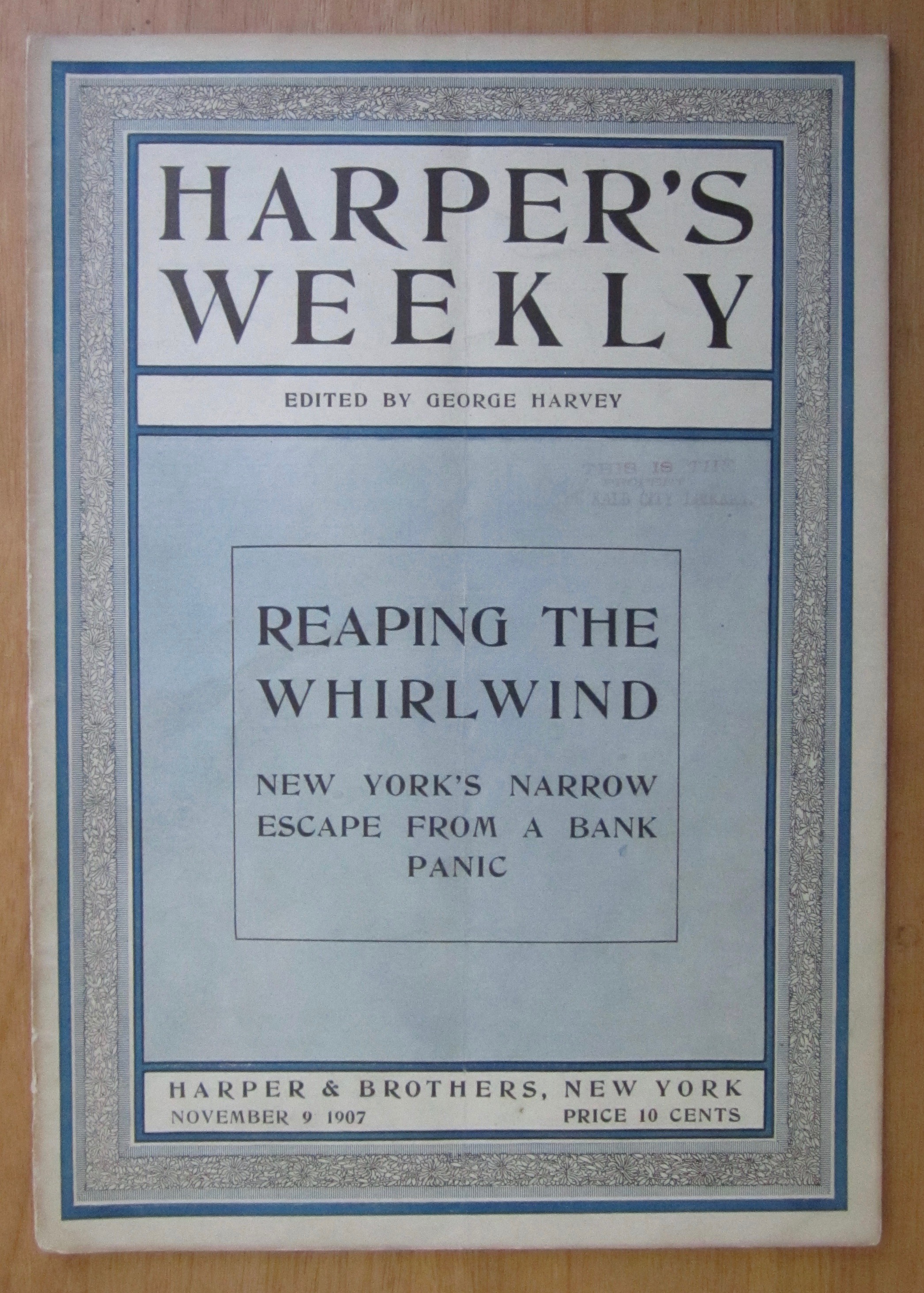 Harper's Weekly Magazine November 9, 1907 Whirlwind