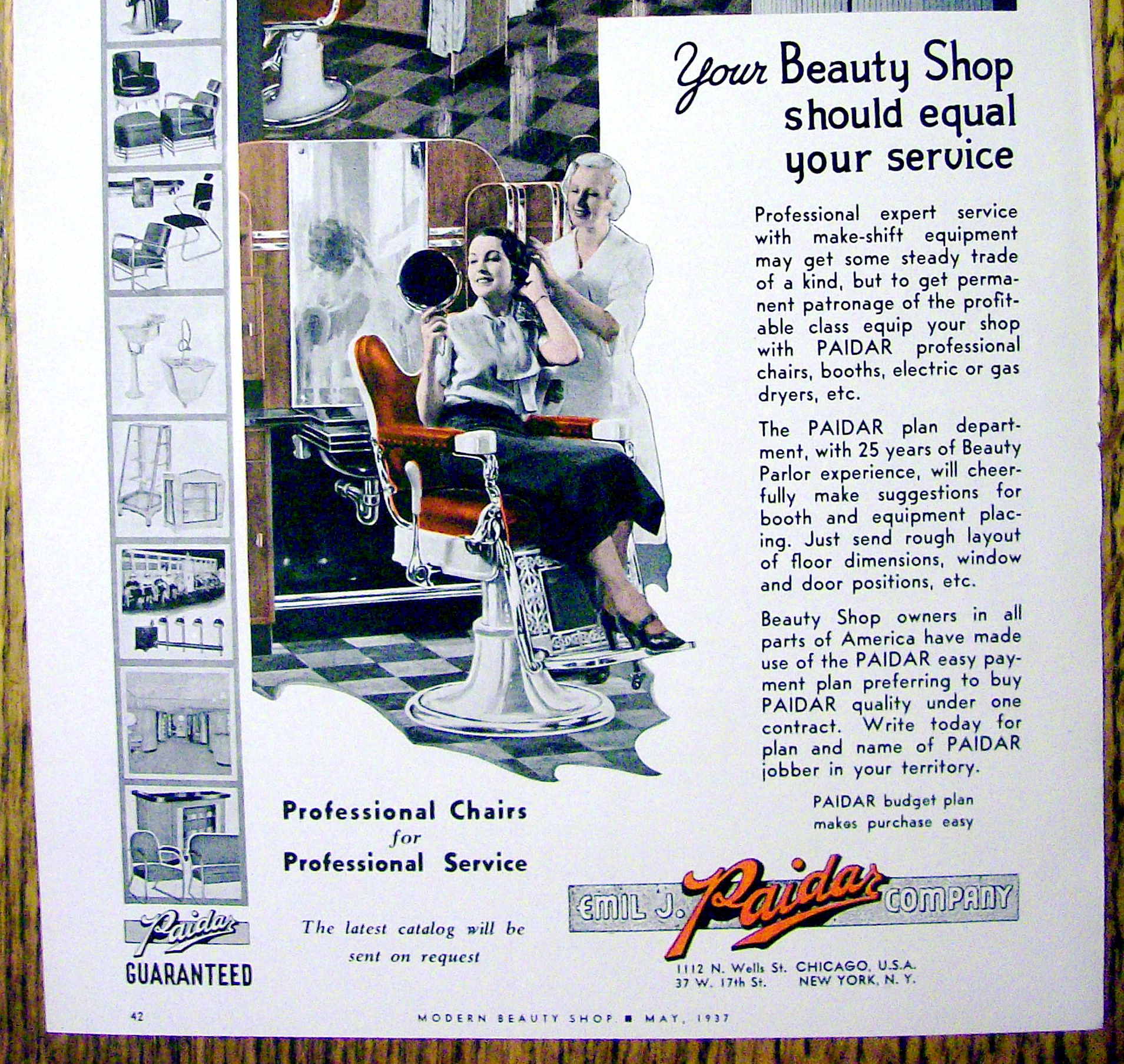 1937 Emil J. Paidar Company with Professional Chairs