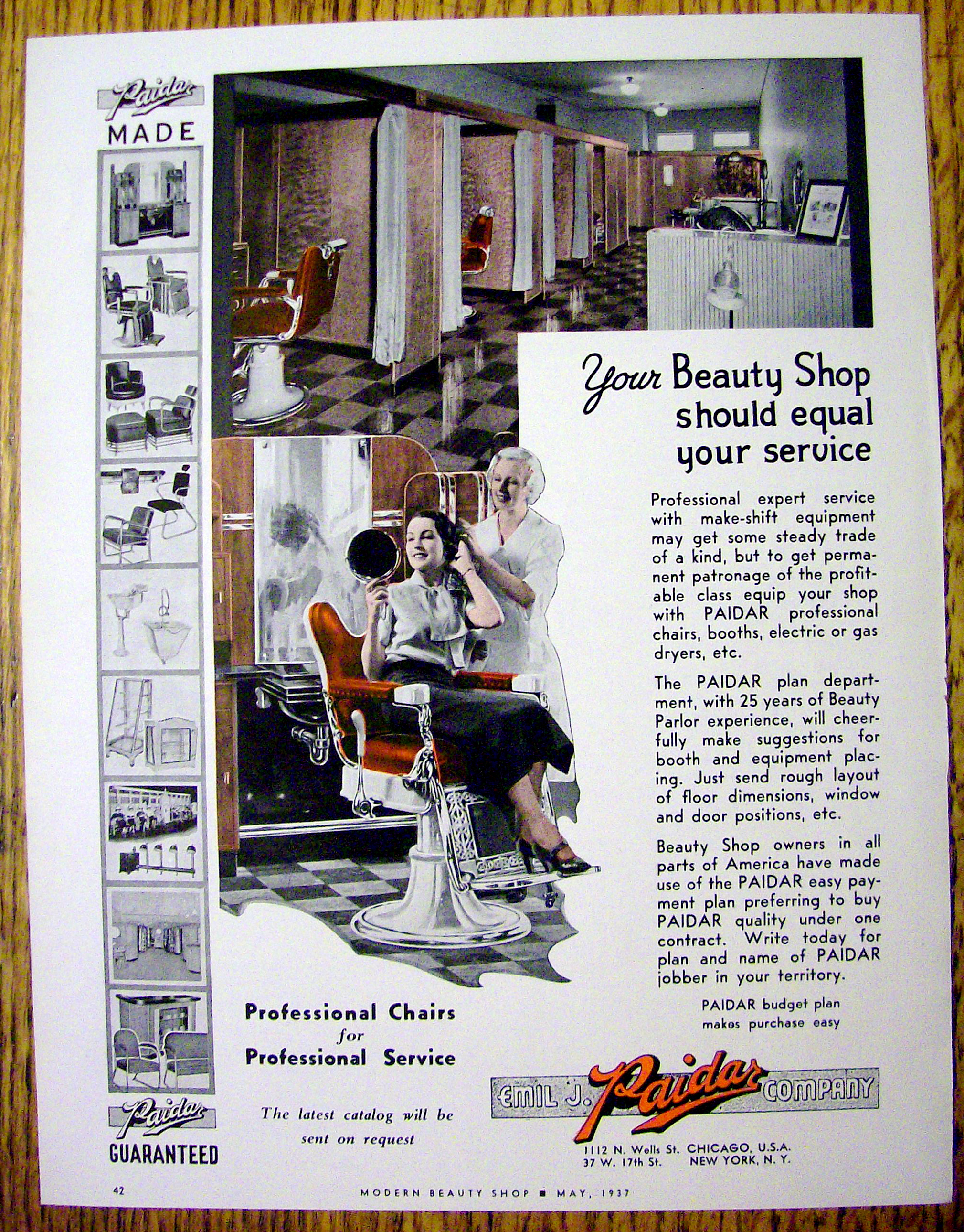 1937 Emil J. Paidar Company with Professional Chairs