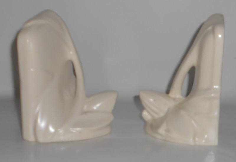 VINTAGE Brush McCoy Art Pottery Matte White Set Bookends