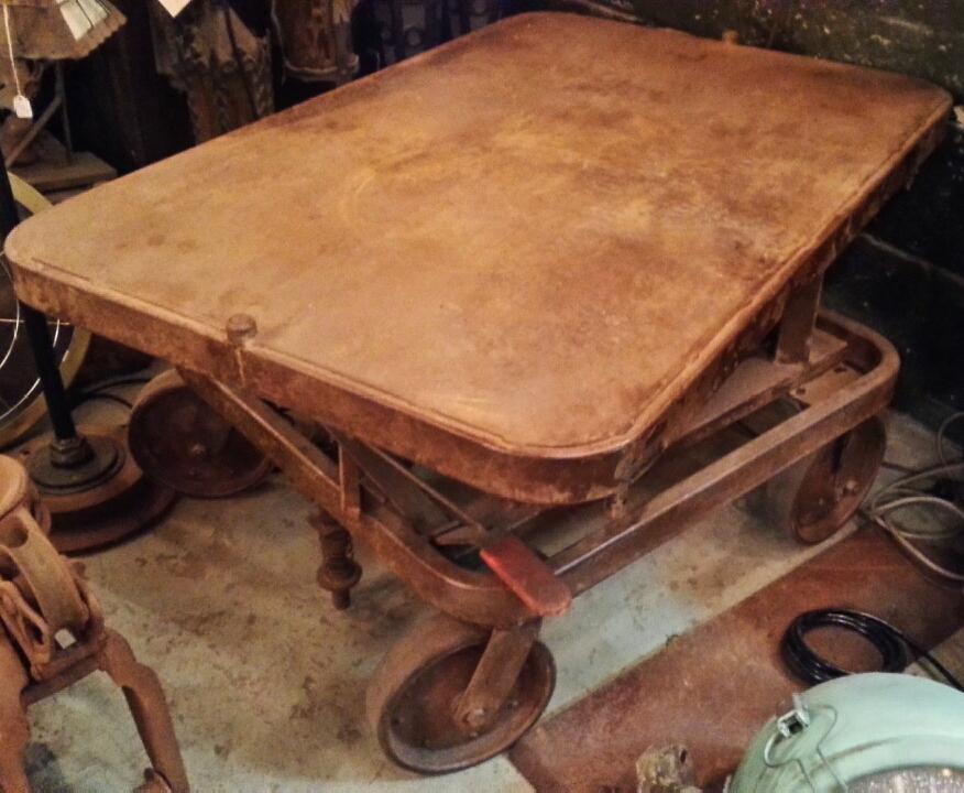 Spinning & Rising Old Factory Work Table