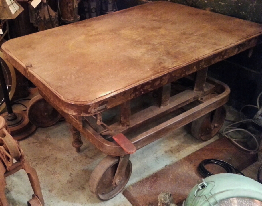 Spinning & Rising Old Factory Work Table