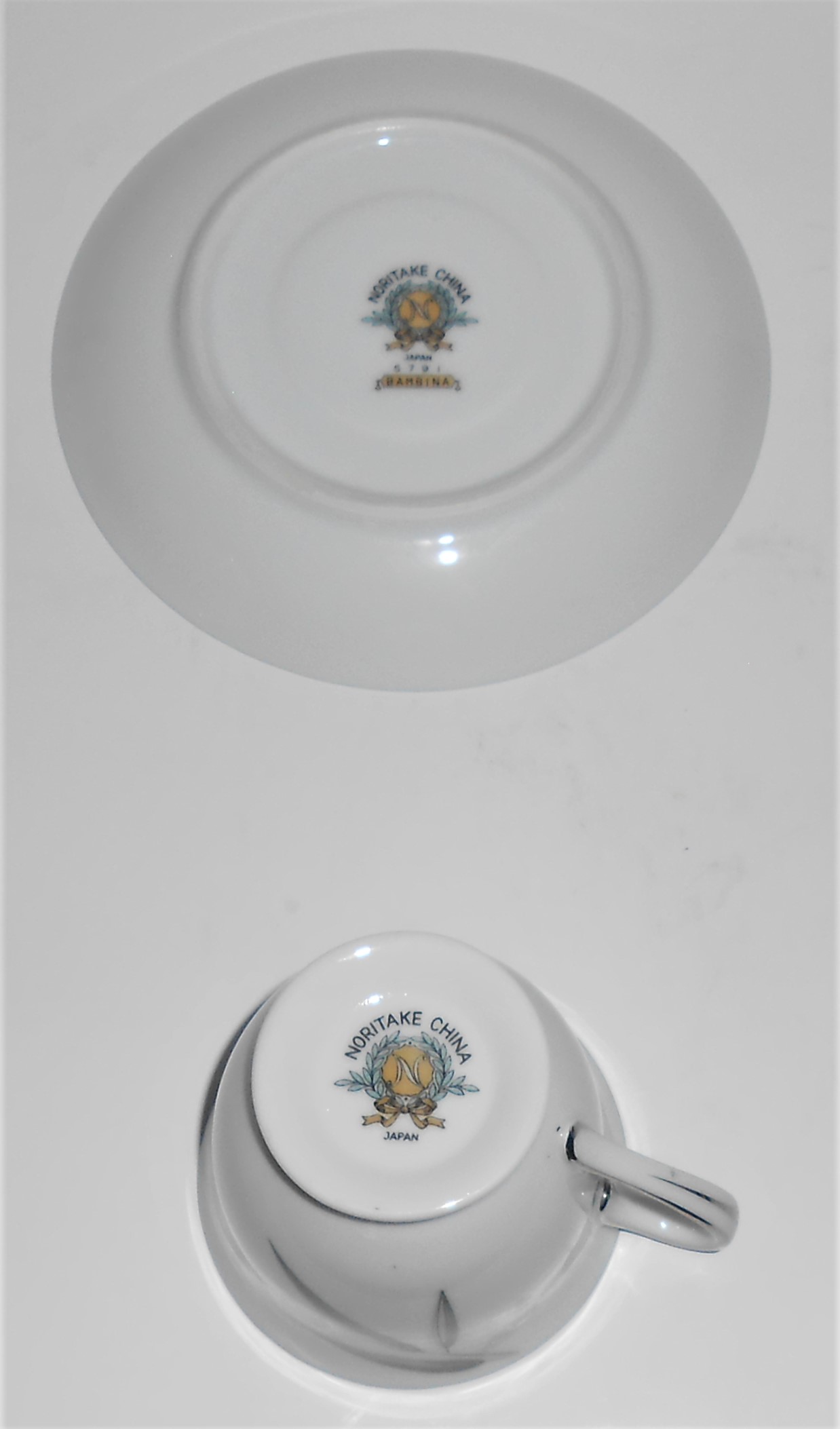Noritake Porcelain China 5791 Bambina Bamboo Platinum D