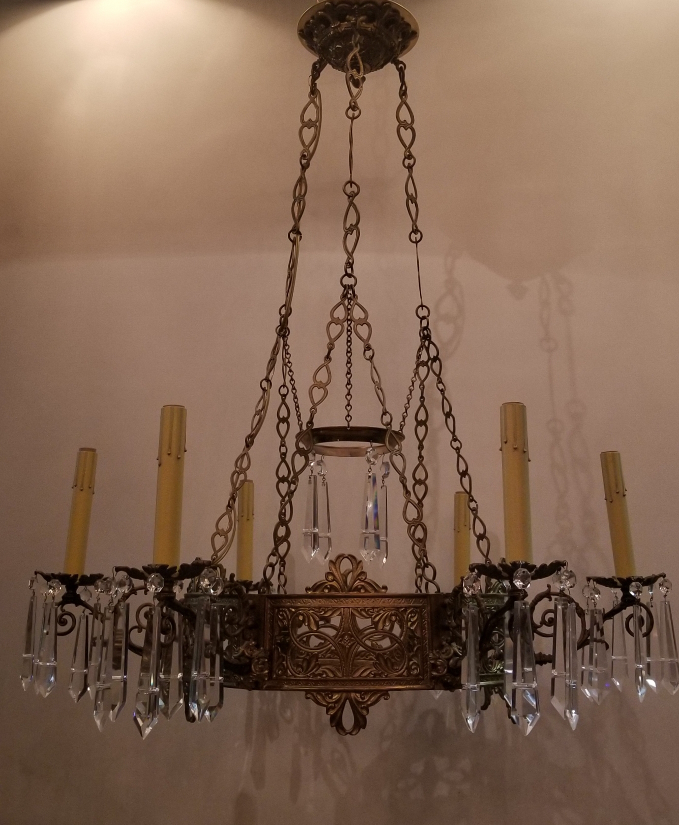Formal crystal/brass fixture   #442