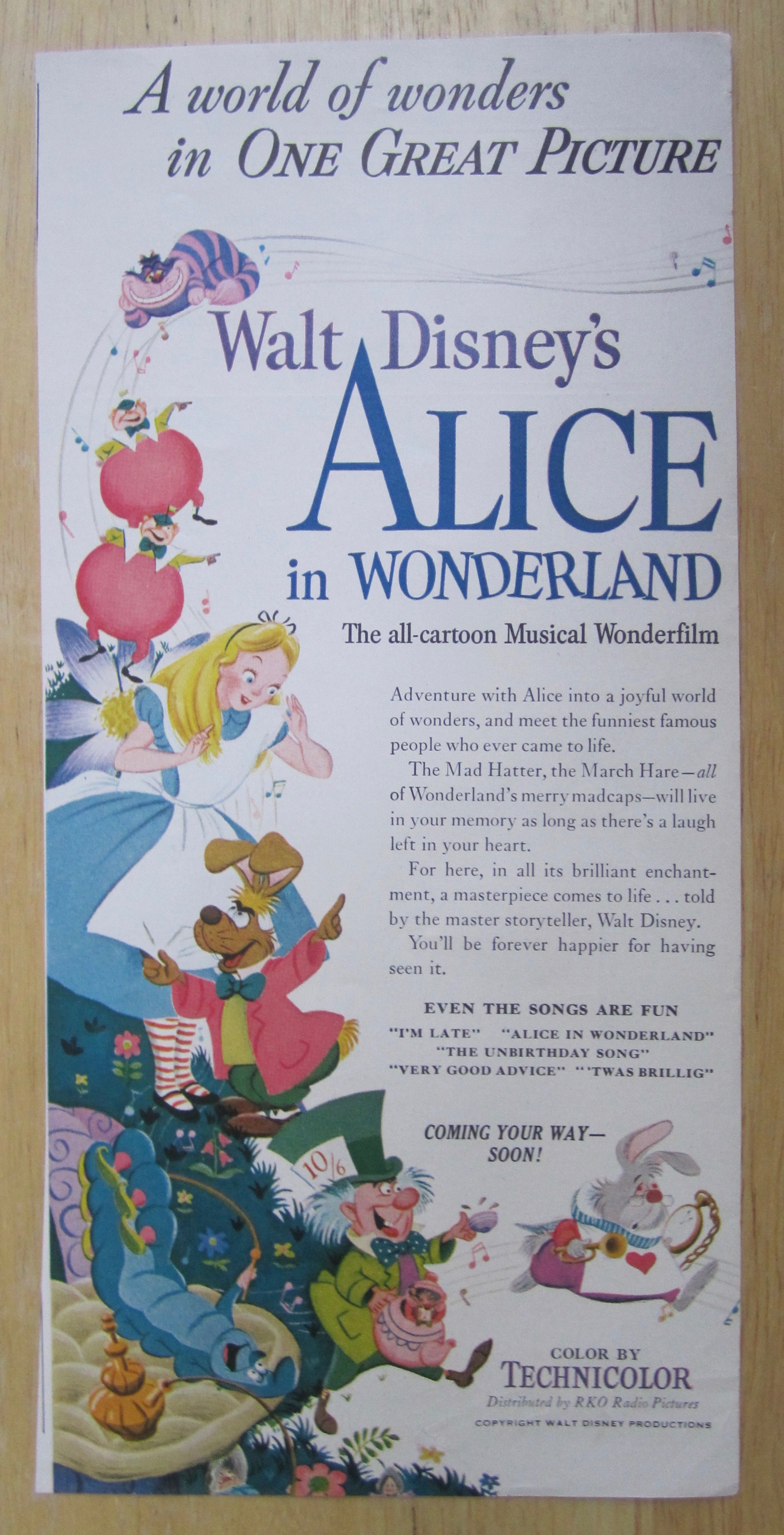 1951 Walt Disney's Alice In Wonderland w/ Alice & More