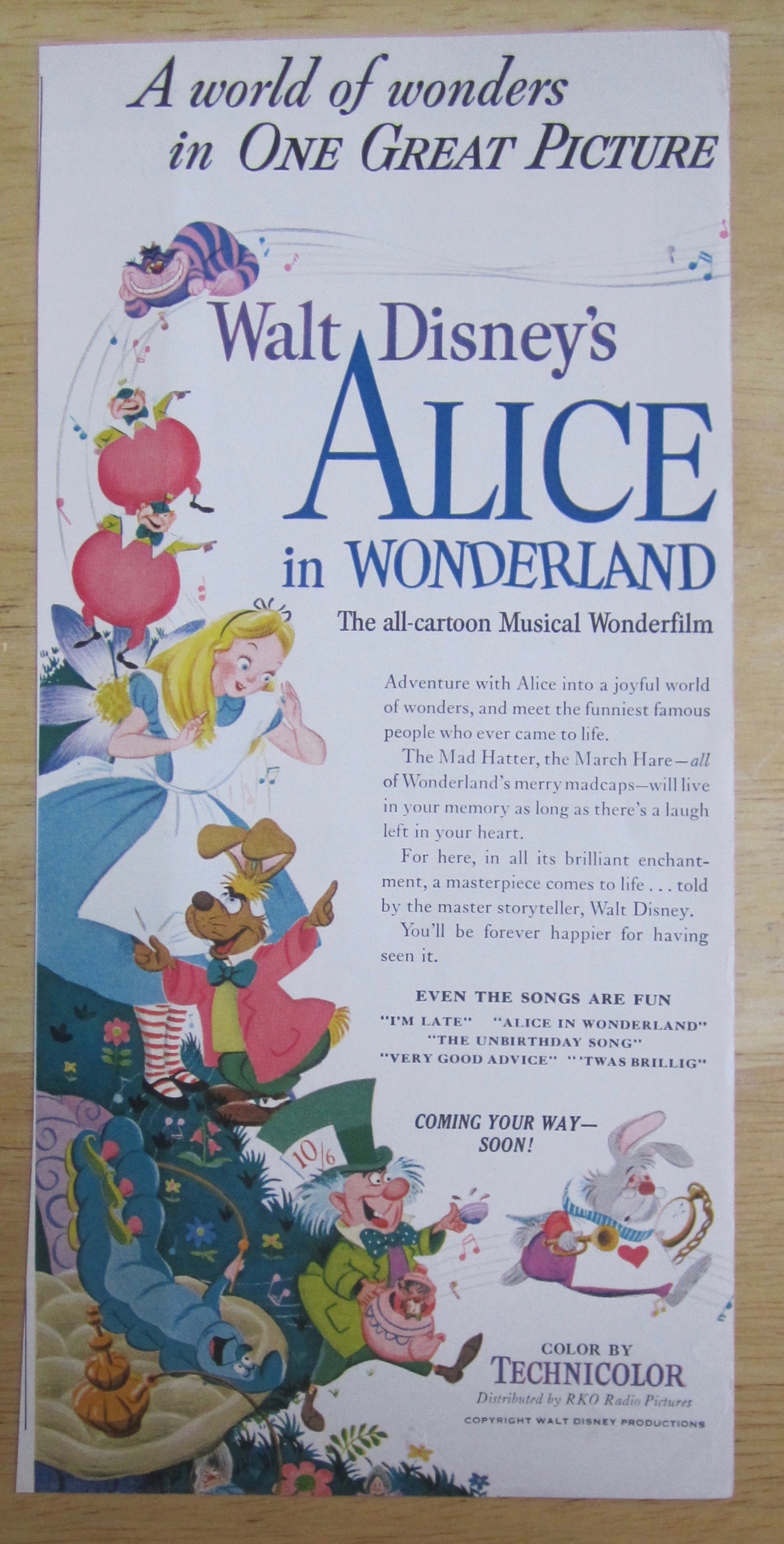 1951 Walt Disney's Alice In Wonderland w/ Alice & More