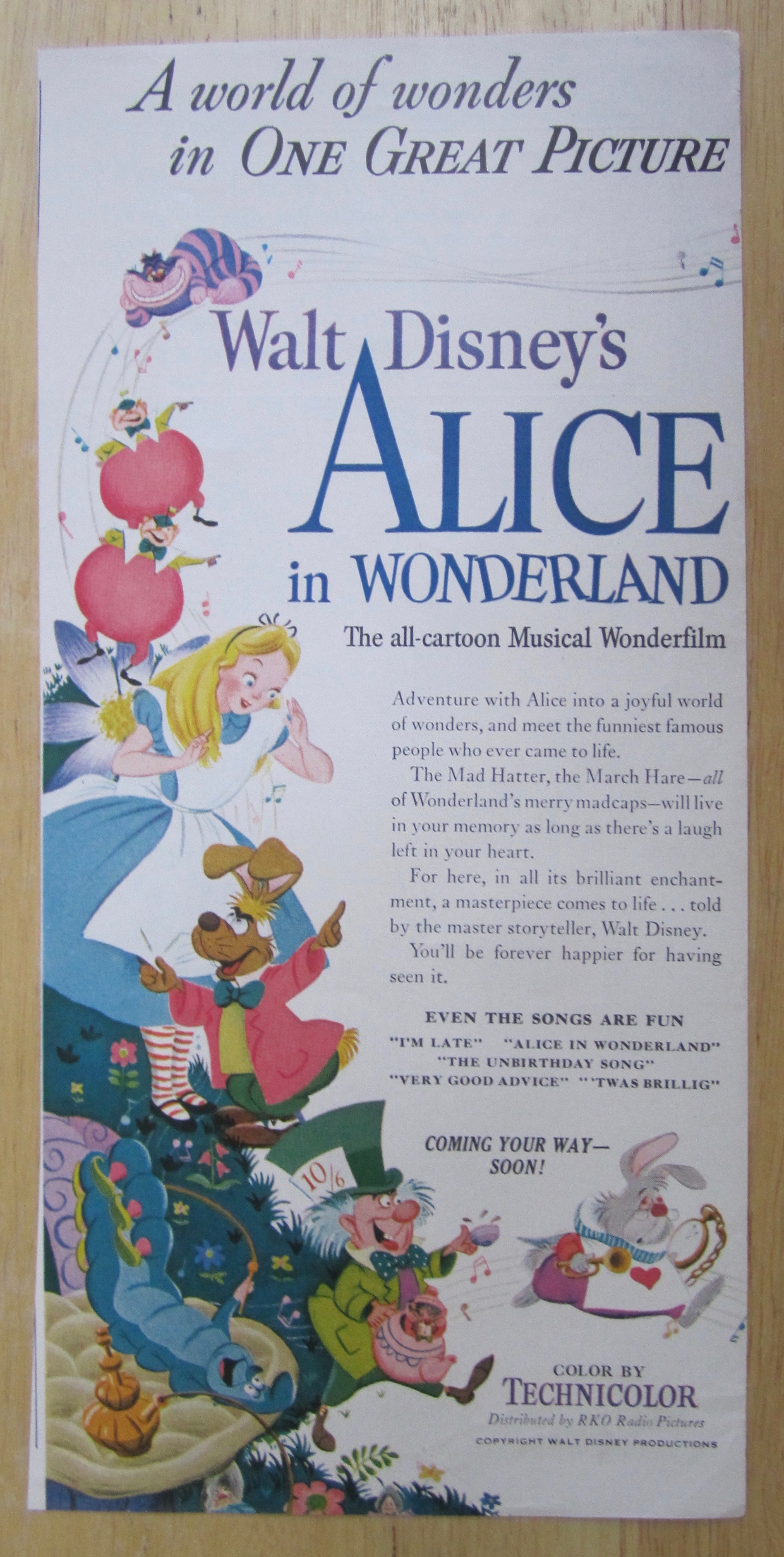 1951 Walt Disney's Alice In Wonderland w/ Alice & More