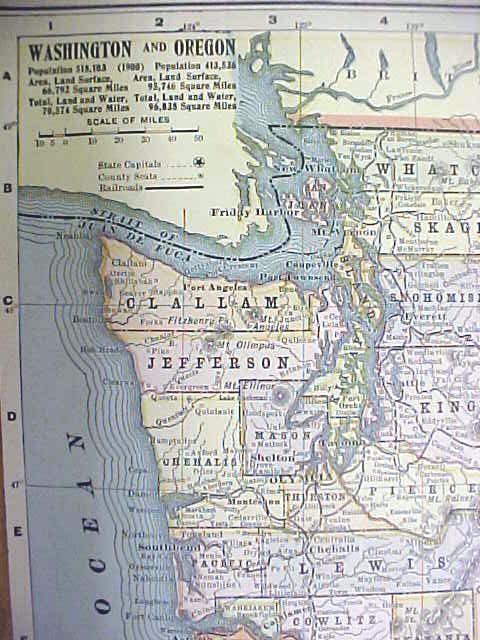 Antique Map Arizona/New Mexico/Washington/Oregon 1902
