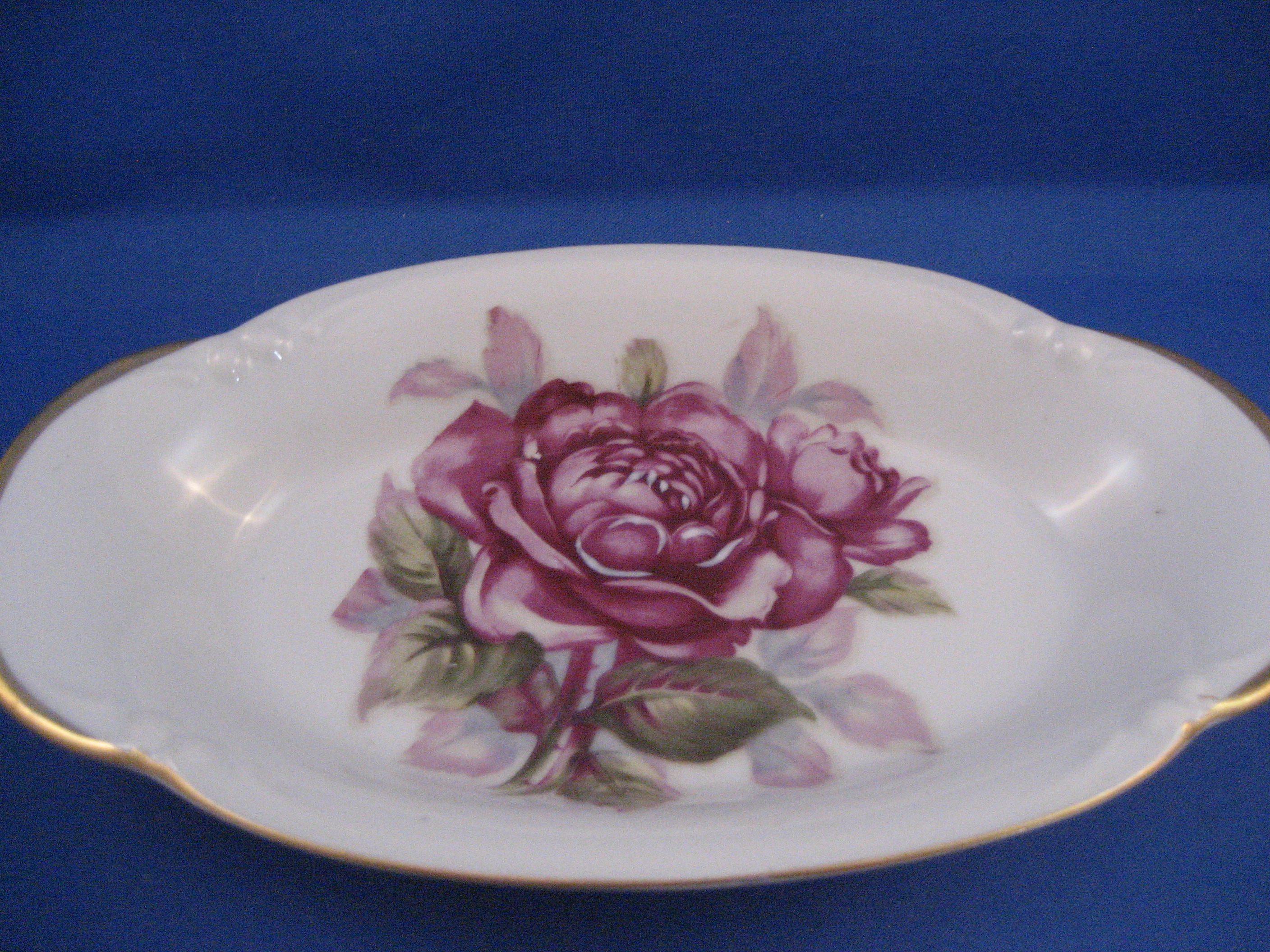 Two Hand Painted Rose Relish Dishes