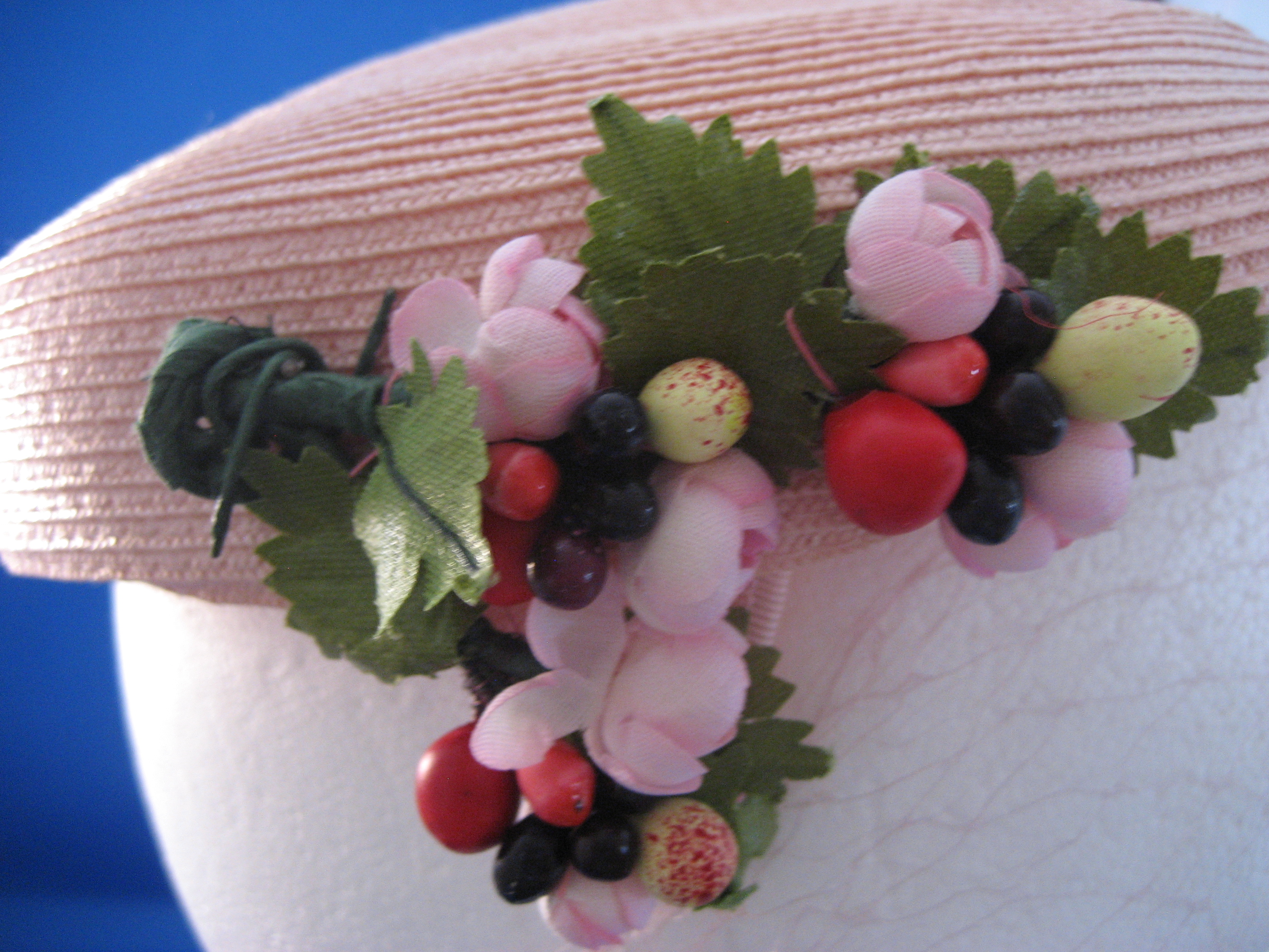 Pink Straw Hat with Flowers and a Net