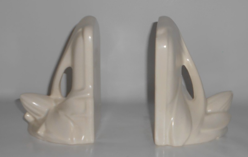 VINTAGE Brush McCoy Art Pottery Matte White Set Bookends