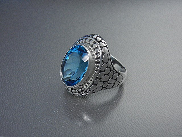 Blue Topaz Pebble Sterling Silver Ring Indonesia