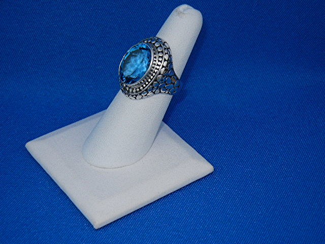 Blue Topaz Pebble Sterling Silver Ring Indonesia