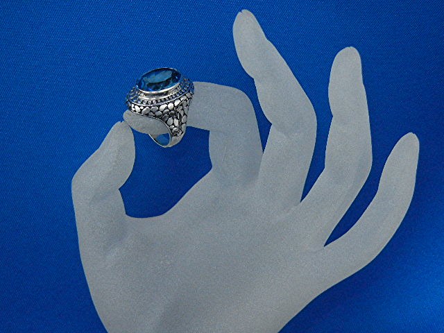 Blue Topaz Pebble Sterling Silver Ring Indonesia